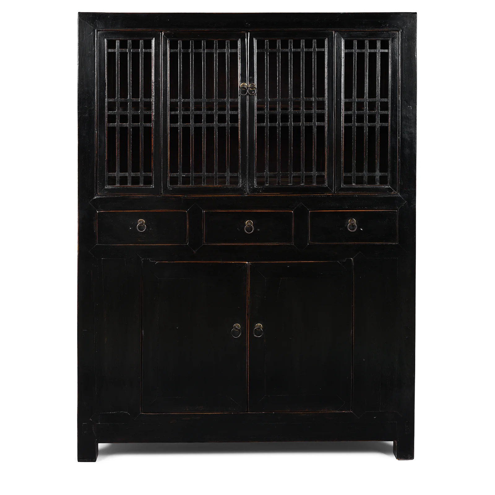 Black Lacquer Kitchen Cabinet From Shandong - 19th Century