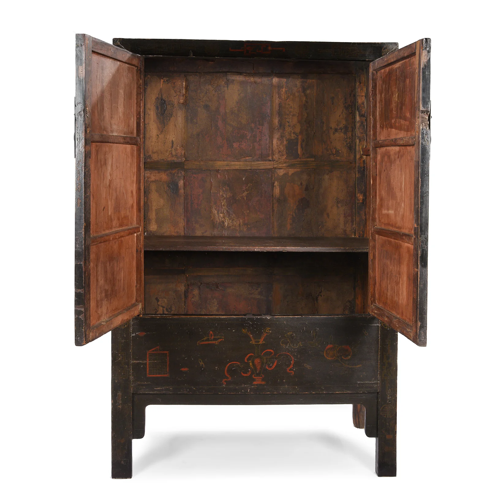 Antique Black Lacquer Wedding Cabinet From Shanxi - 19thC - Image 5