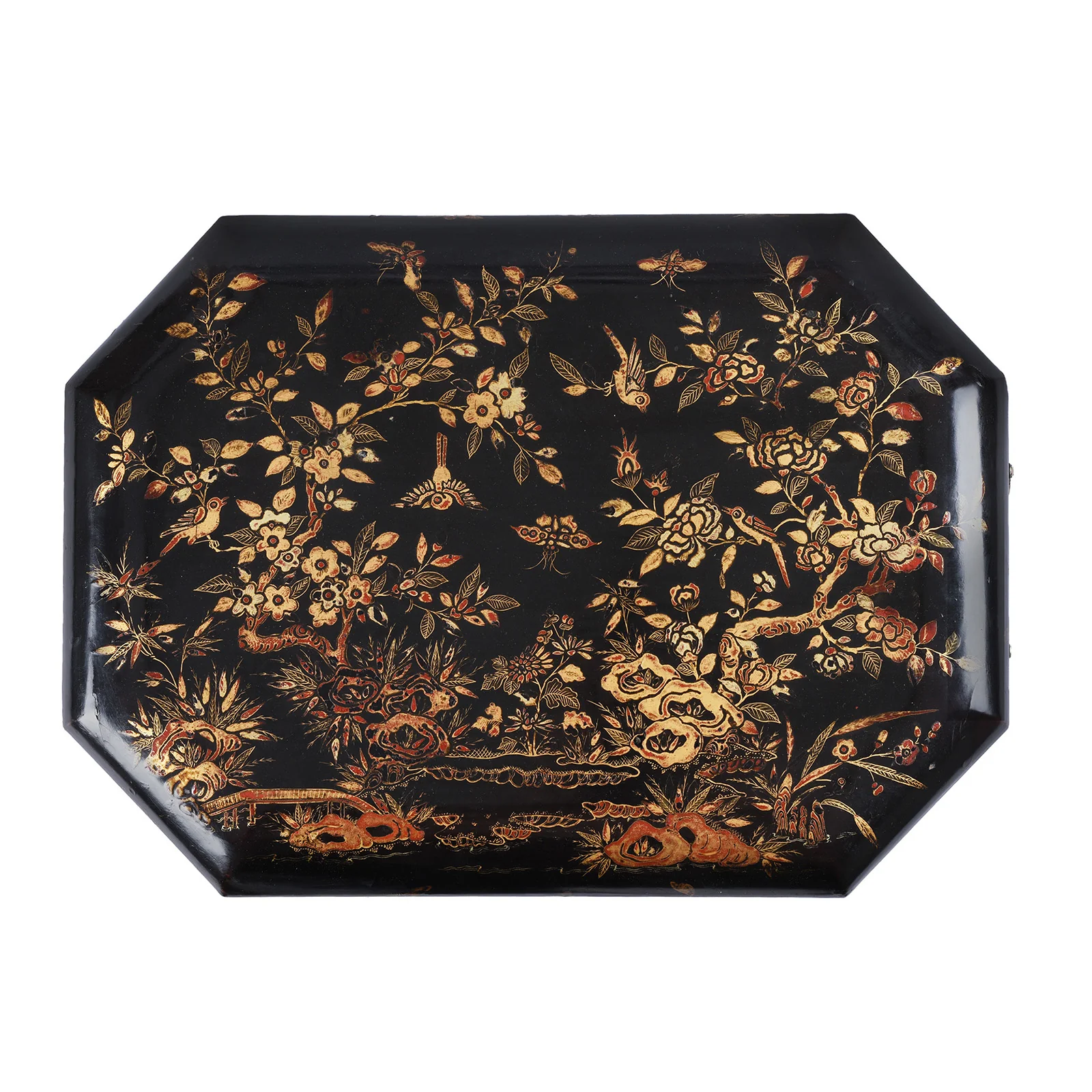 Canton Export Black Lacquer Sewing Box - Qing Dynasty - 19th Century - Image 10