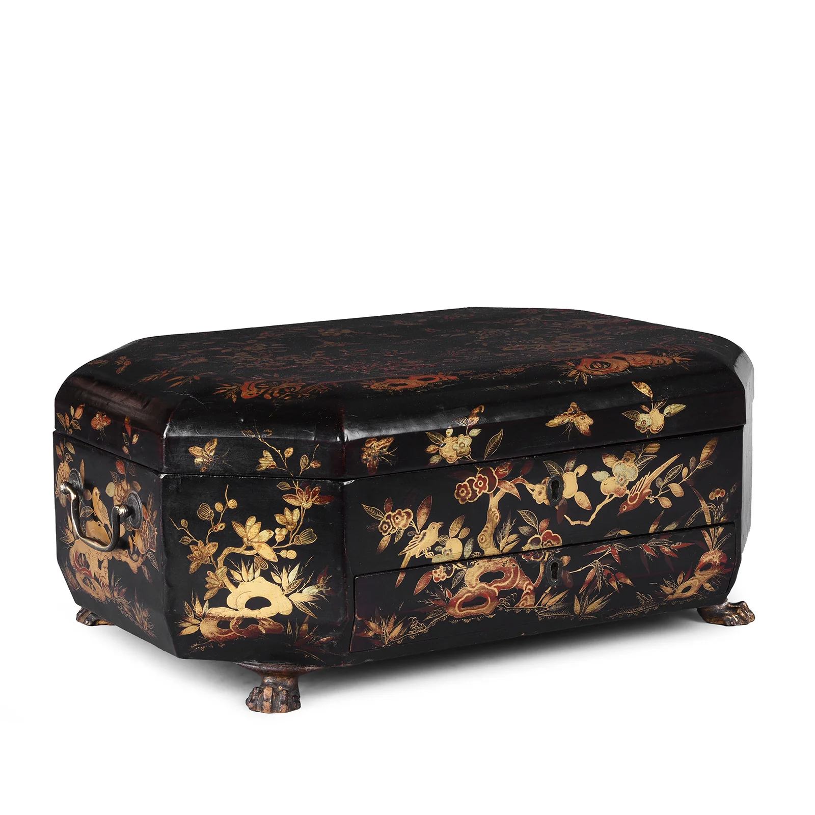 Canton Export Black Lacquer Sewing Box - Qing Dynasty - 19th Century - Image 3
