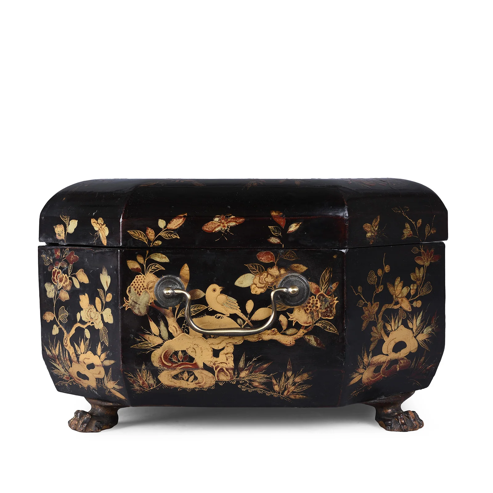 Canton Export Black Lacquer Sewing Box - Qing Dynasty - 19th Century - Image 4