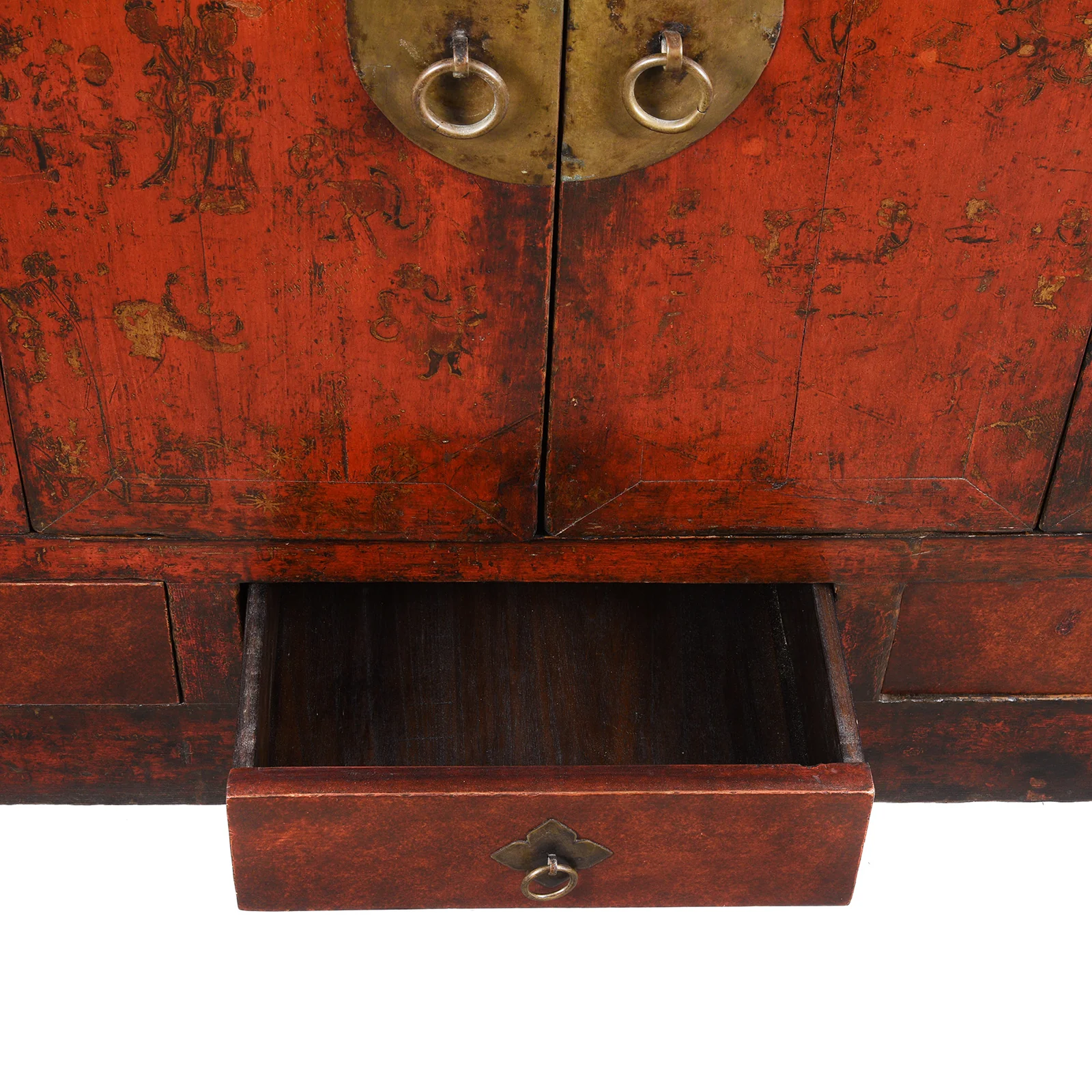 Chinese Gilt Red Lacquer Cabinet From Gansu - 19thC - Image 9