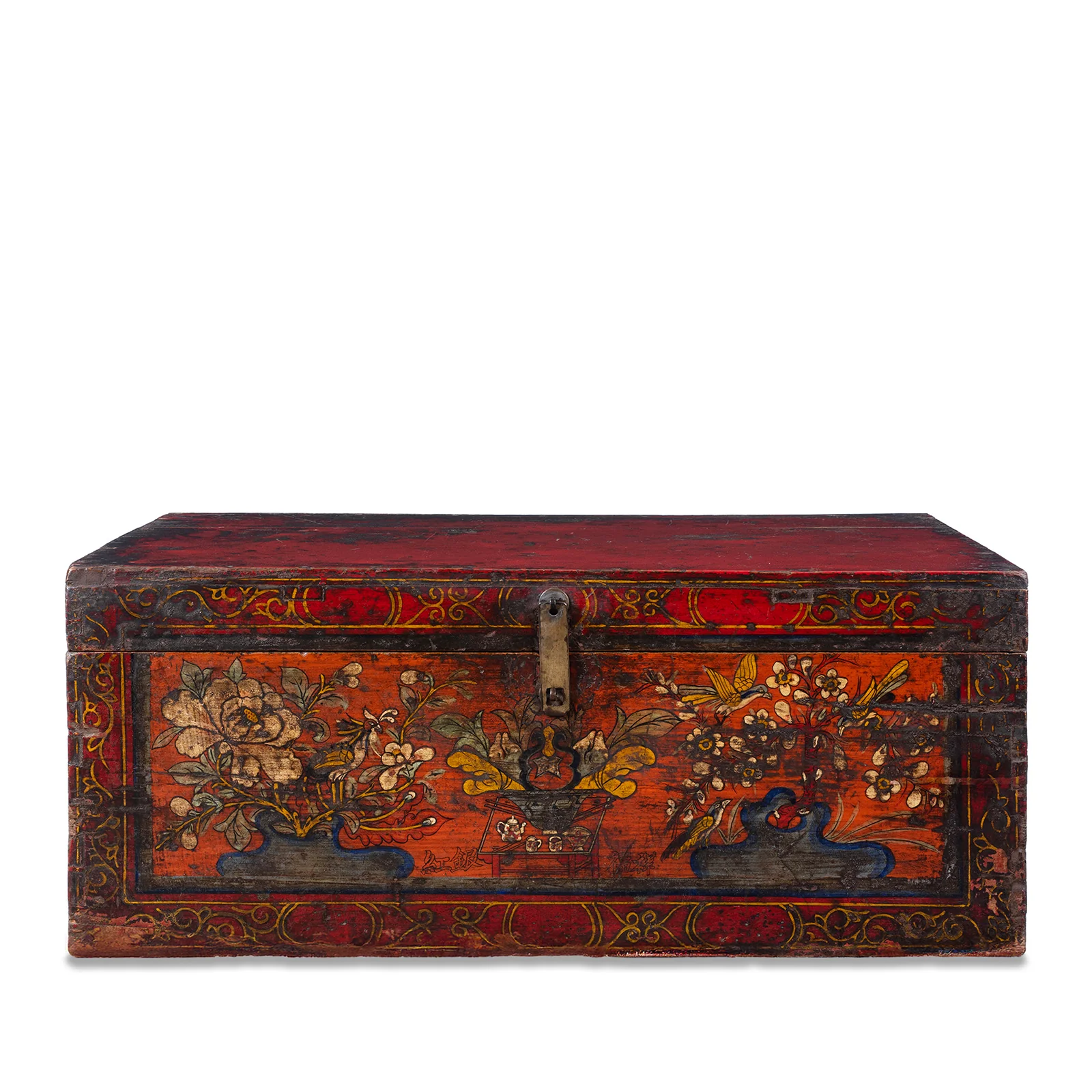 Painted Chest From Gansu - 19th Century