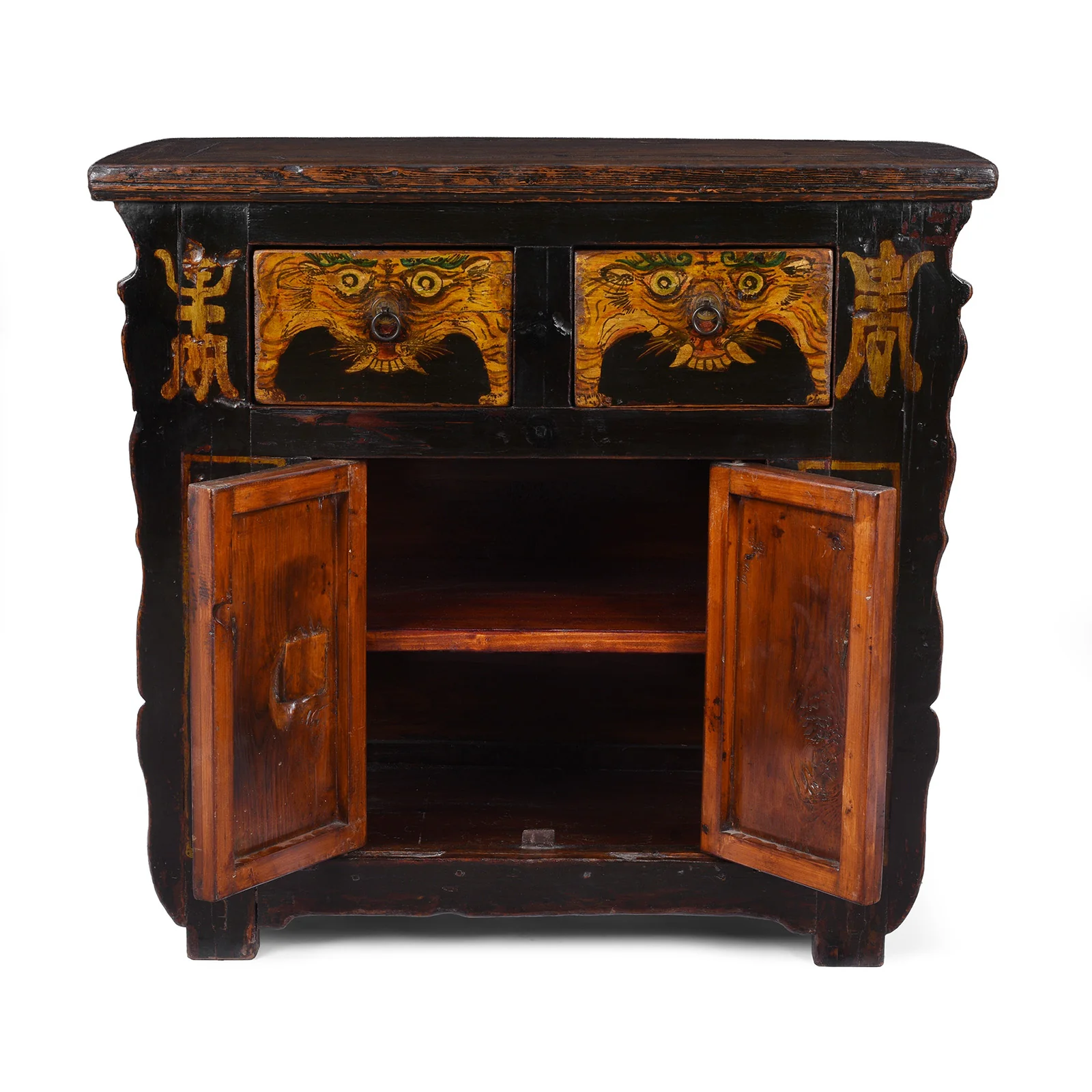 Painted Tiger & Dragon Cabinet From Qinghai- 19th Century - Image 3