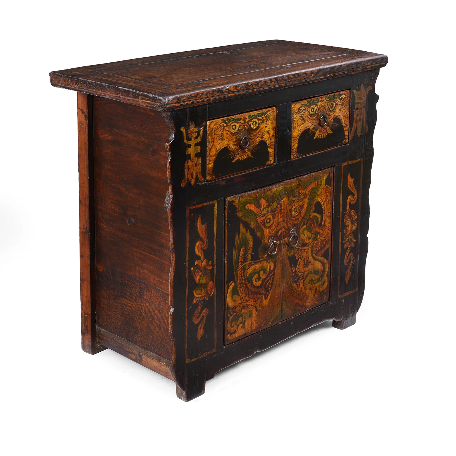 Painted Tiger & Dragon Cabinet From Qinghai- 19th Century - Image 5