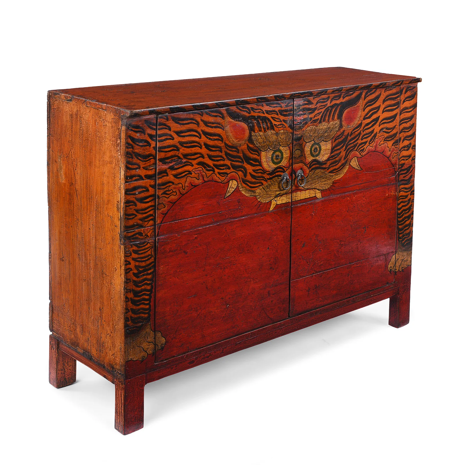 Painted Tiger Cabinet From Qinghai - 19th Century - Image 3