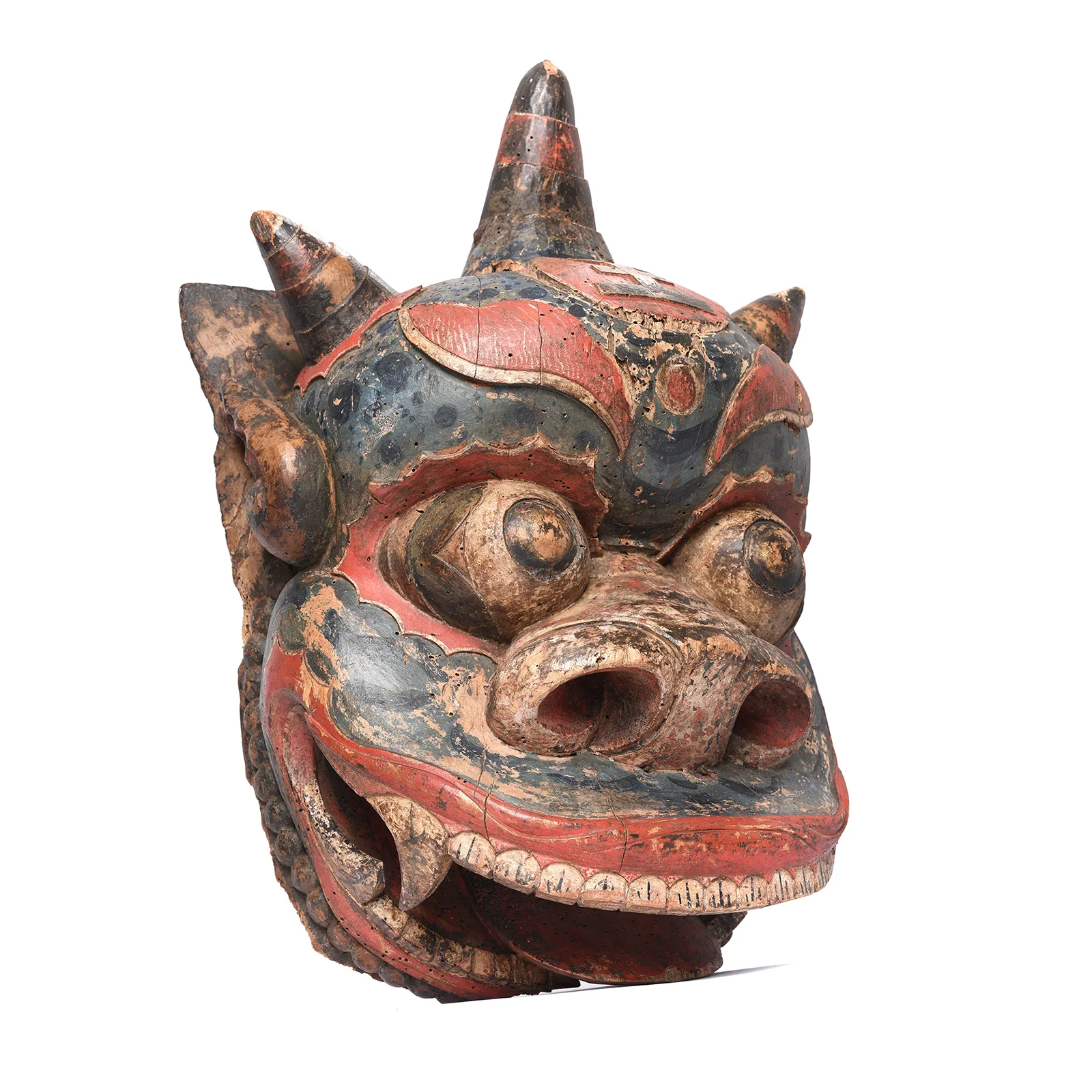 Polychrome Tiger/Lion Nuo Mask From Shanxi - 19thC - Image 2