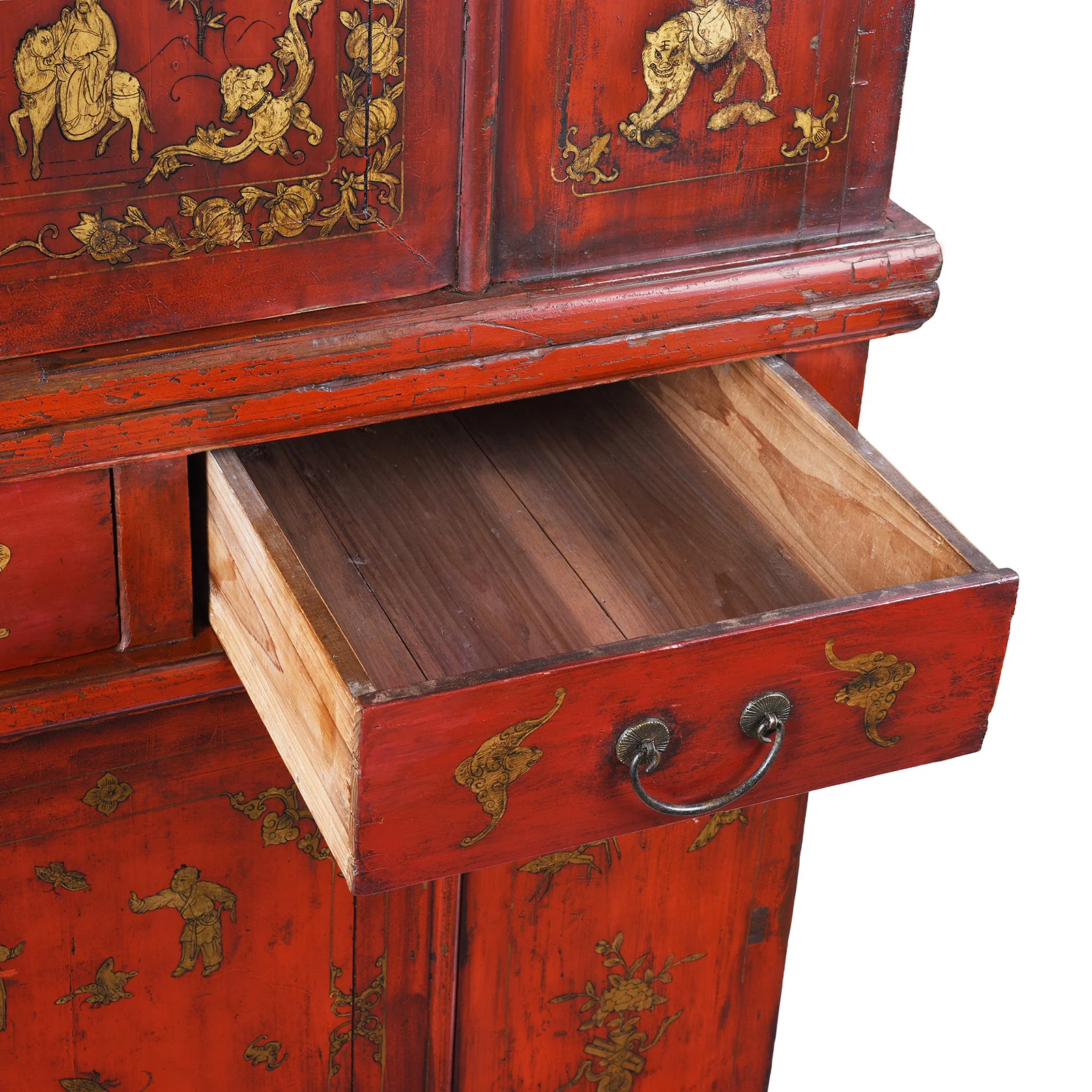 Red Lacquer Wedding Cabinet From Fujian - 19th Century - Image 11