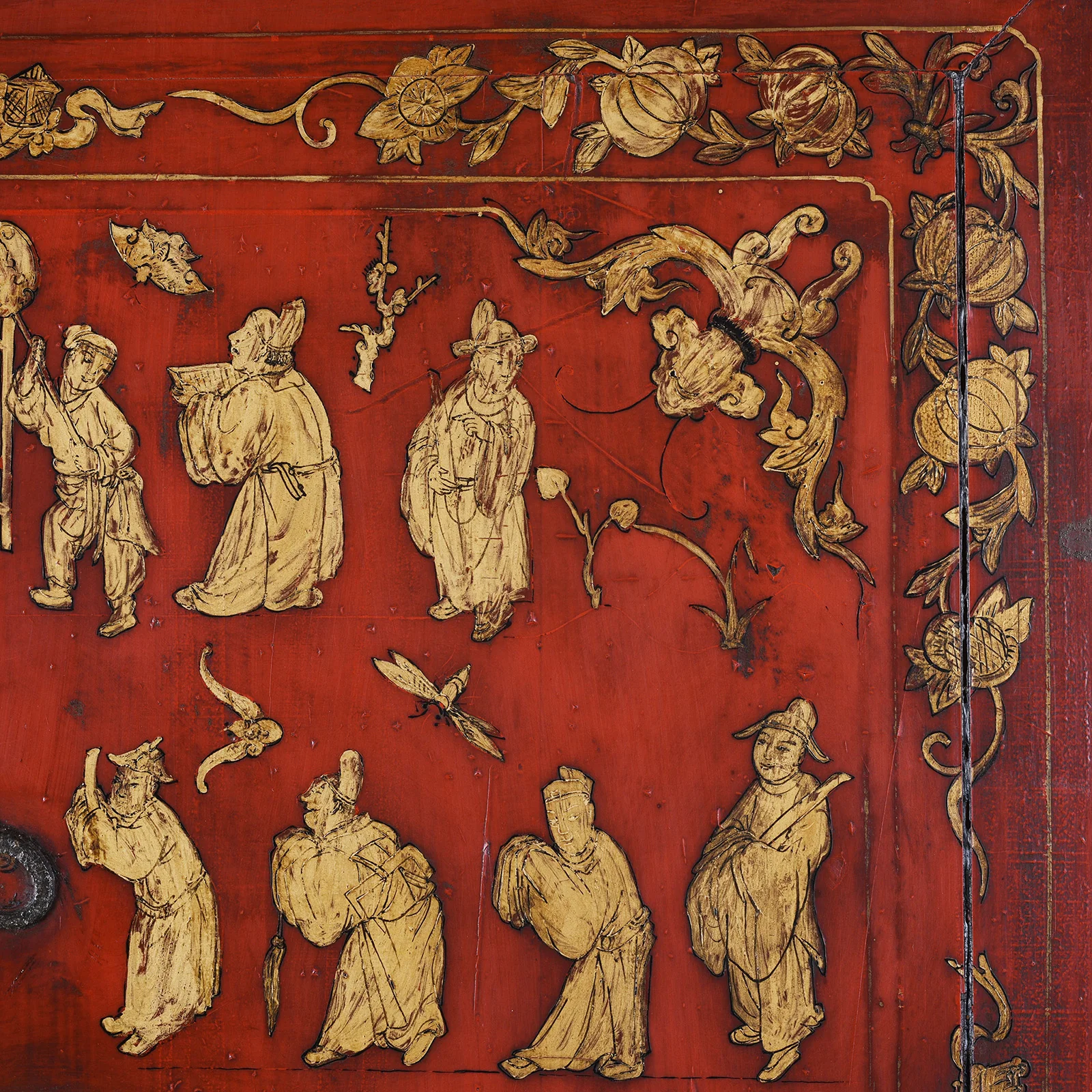 Red Lacquer Wedding Cabinet From Fujian - 19th Century - Image 13