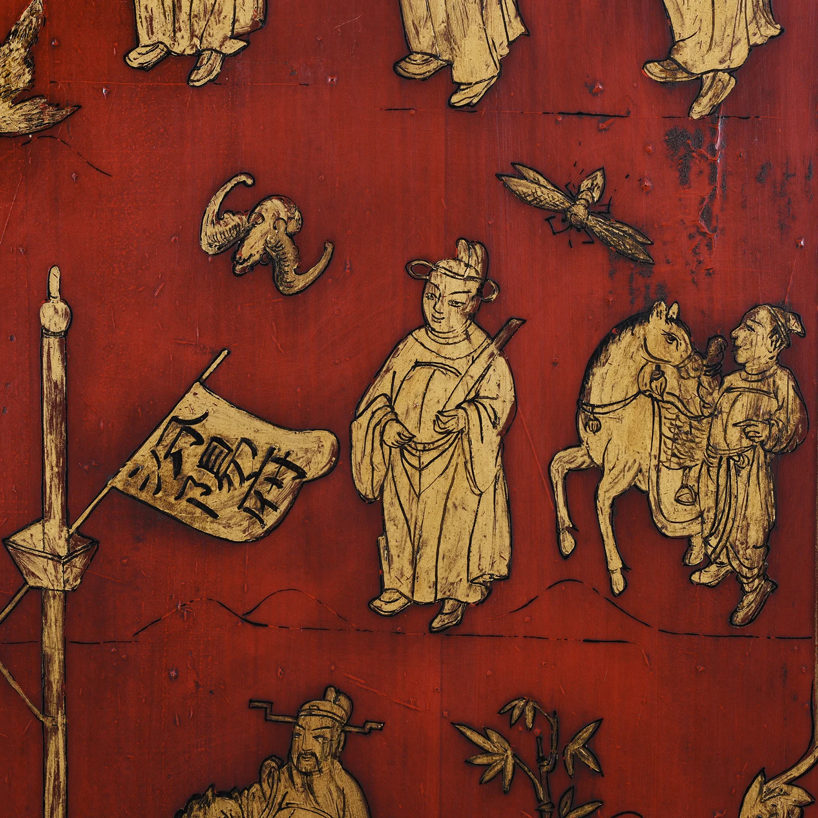 Red Lacquer Wedding Cabinet From Fujian - 19th Century - Image 14