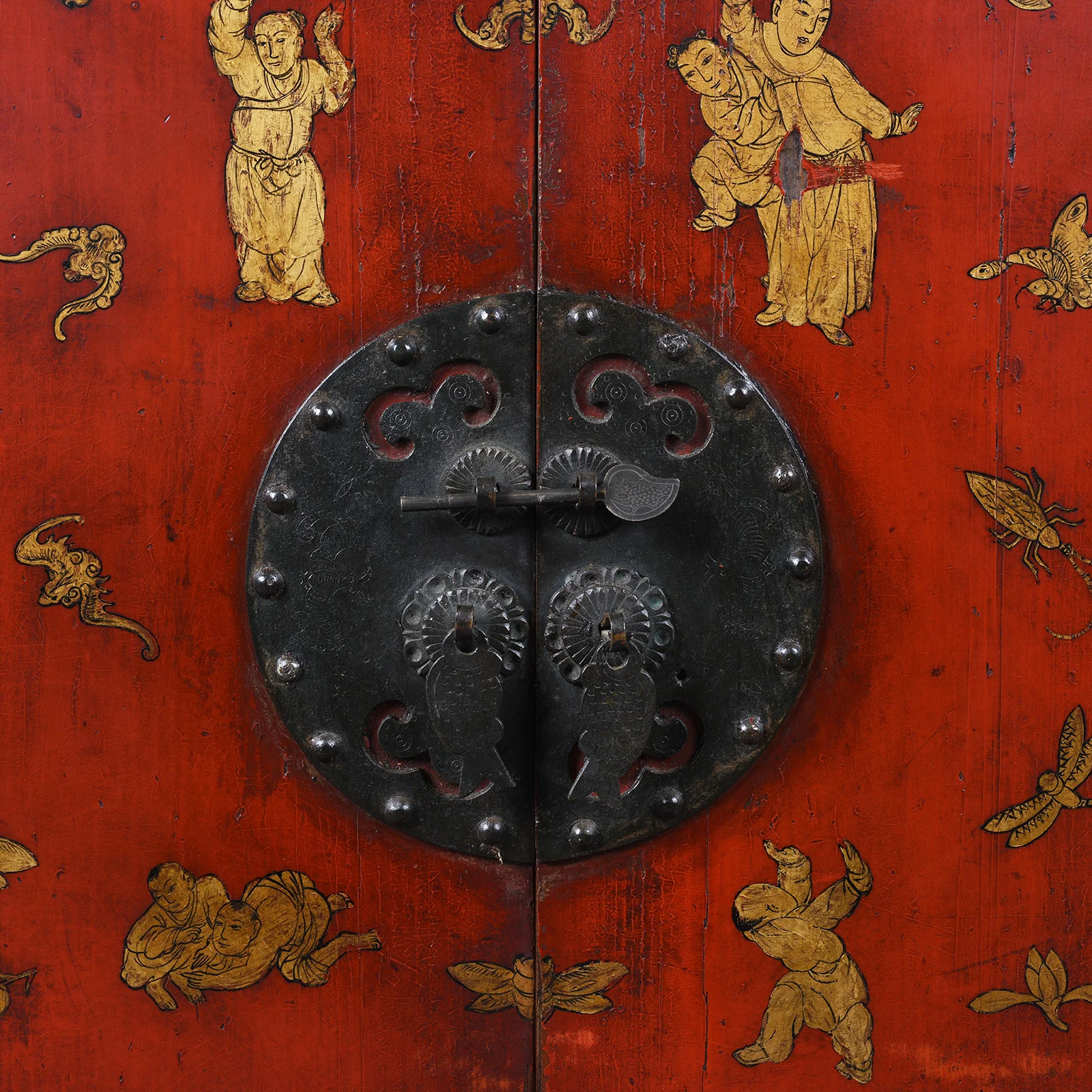 Red Lacquer Wedding Cabinet From Fujian - 19th Century - Image 19