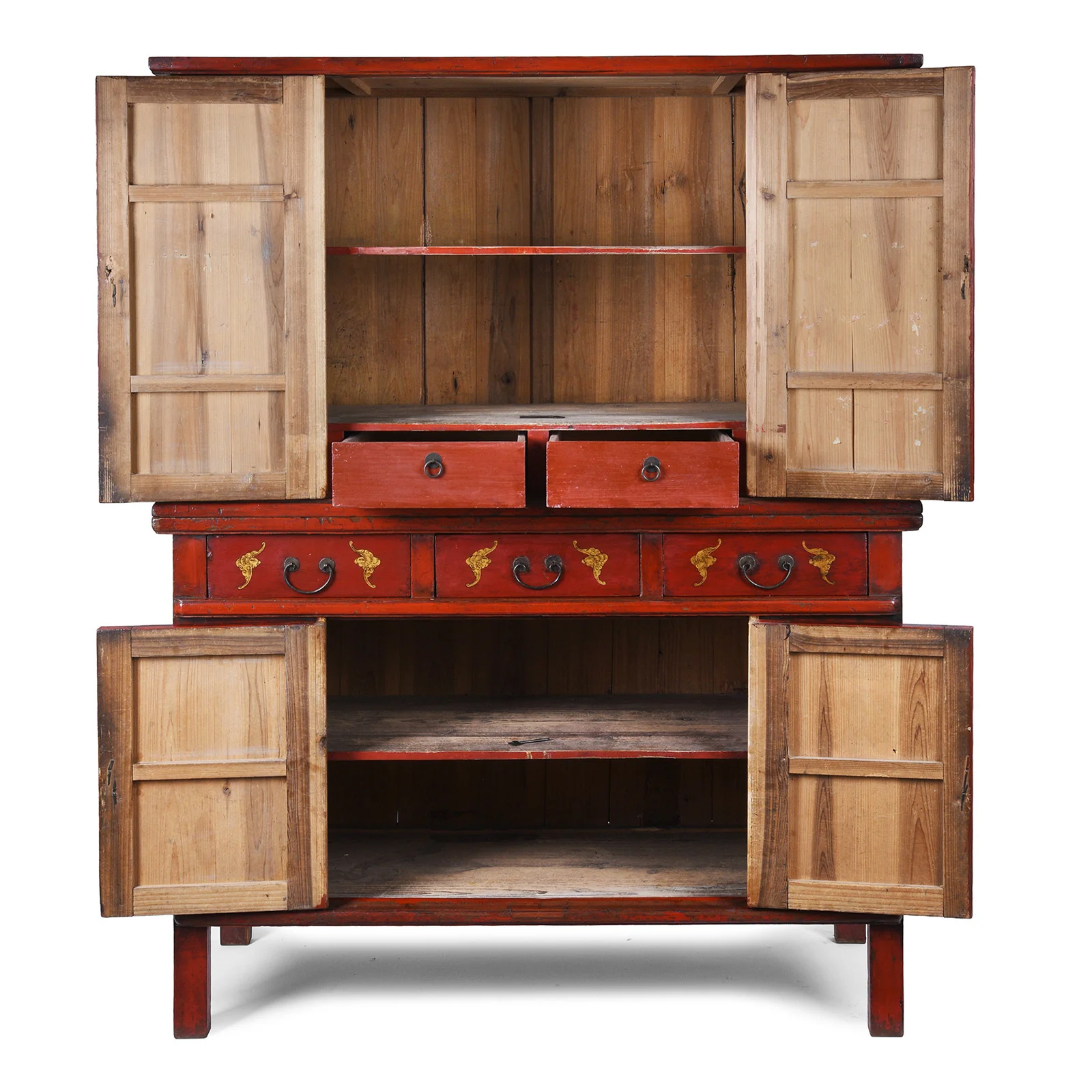 Red Lacquer Wedding Cabinet From Fujian - 19th Century - Image 4