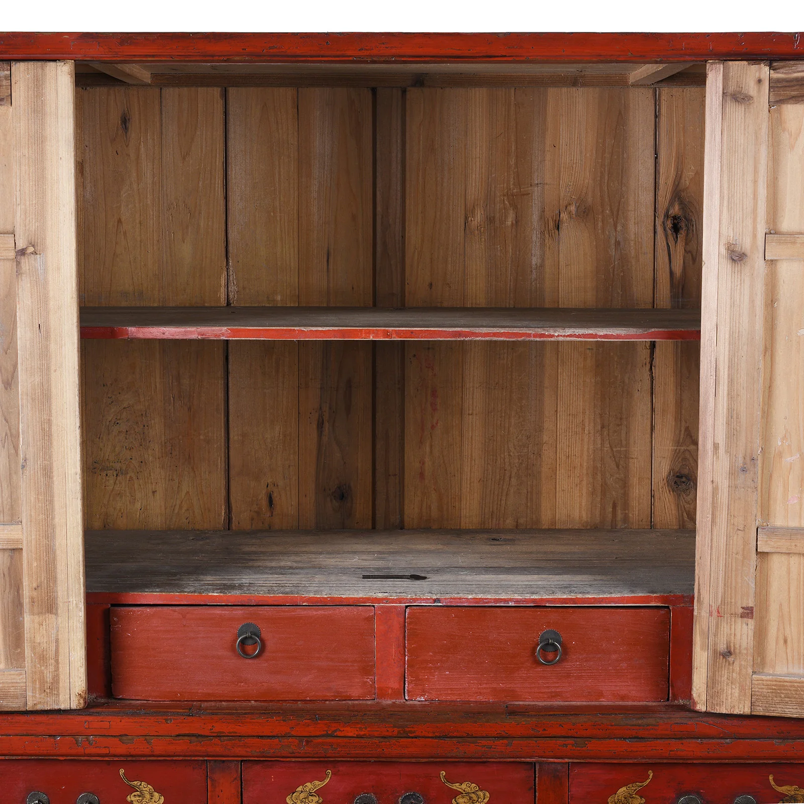 Red Lacquer Wedding Cabinet From Fujian - 19th Century - Image 5