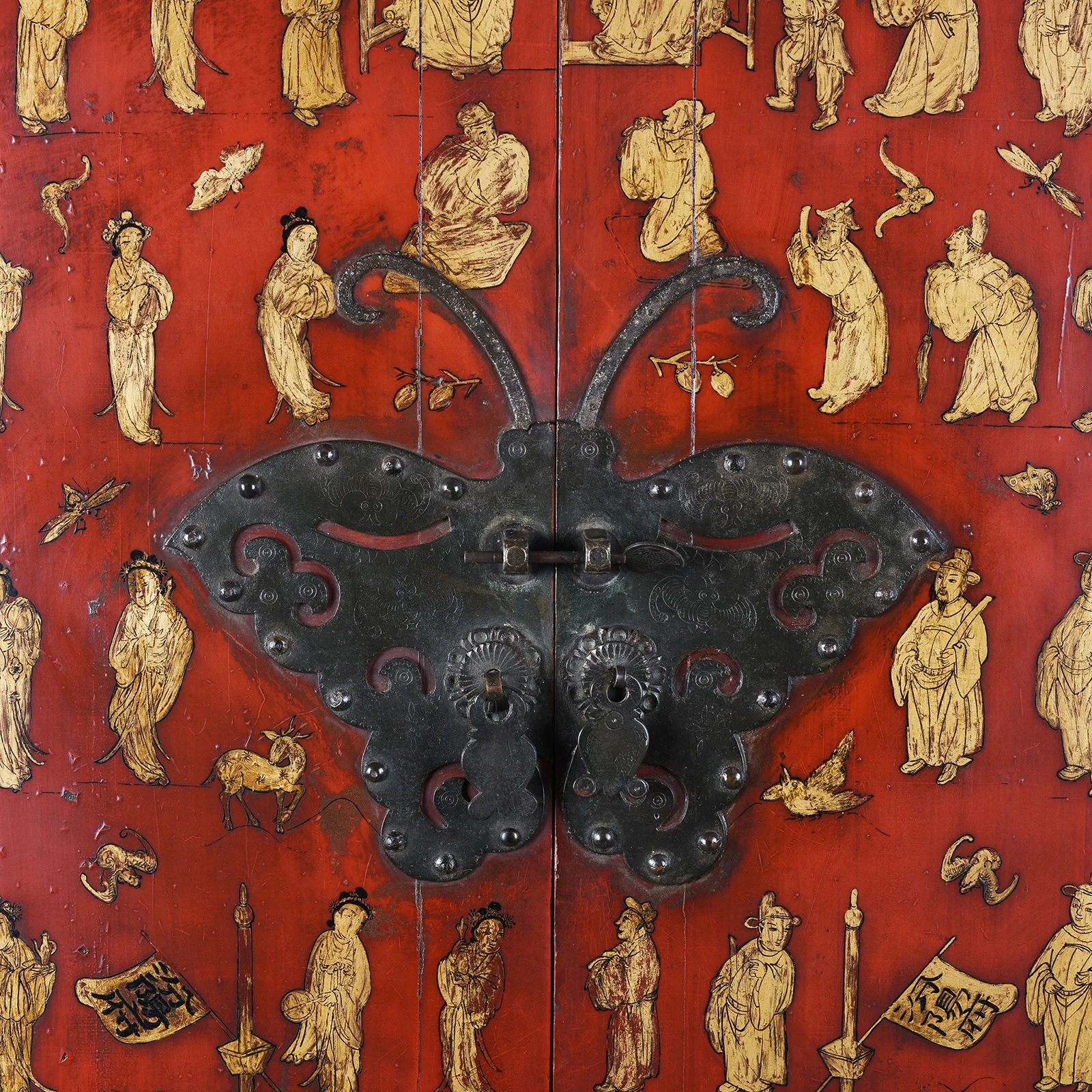 Red Lacquer Wedding Cabinet From Fujian - 19th Century - Image 7