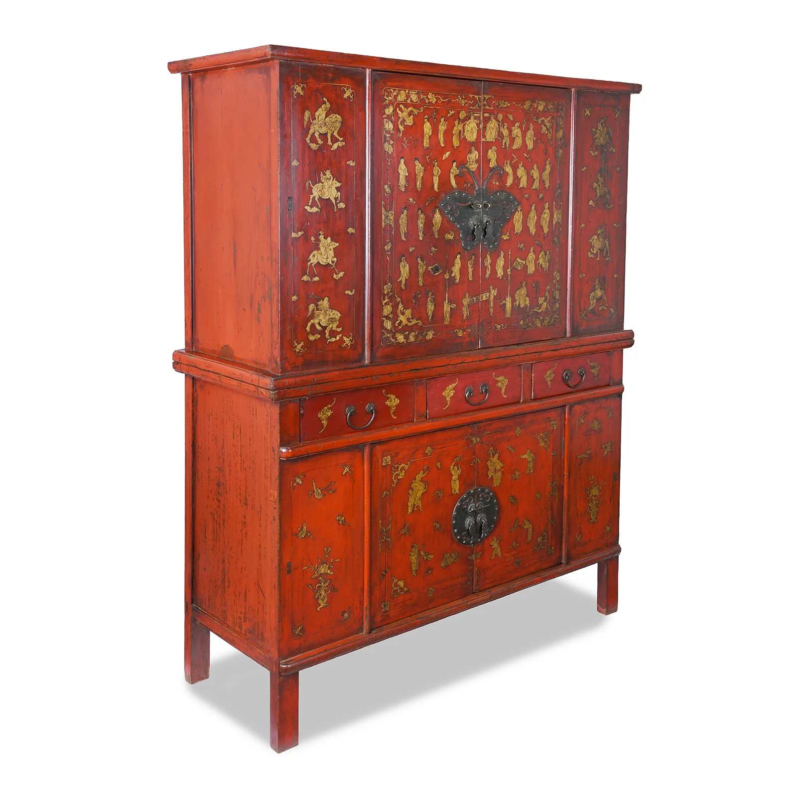 Red Lacquer Wedding Cabinet From Fujian - 19th Century - Image 8