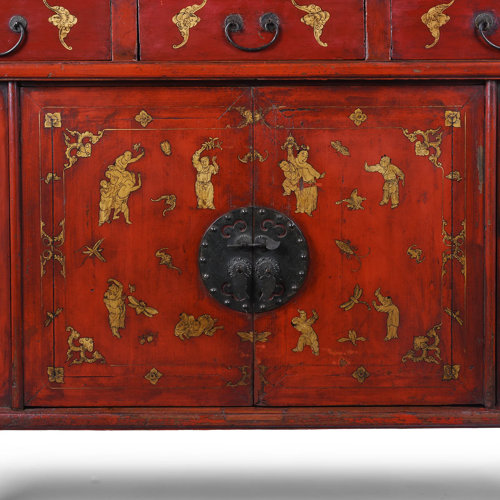 Red Lacquer Wedding Cabinet From Fujian - 19th Century - Image 9