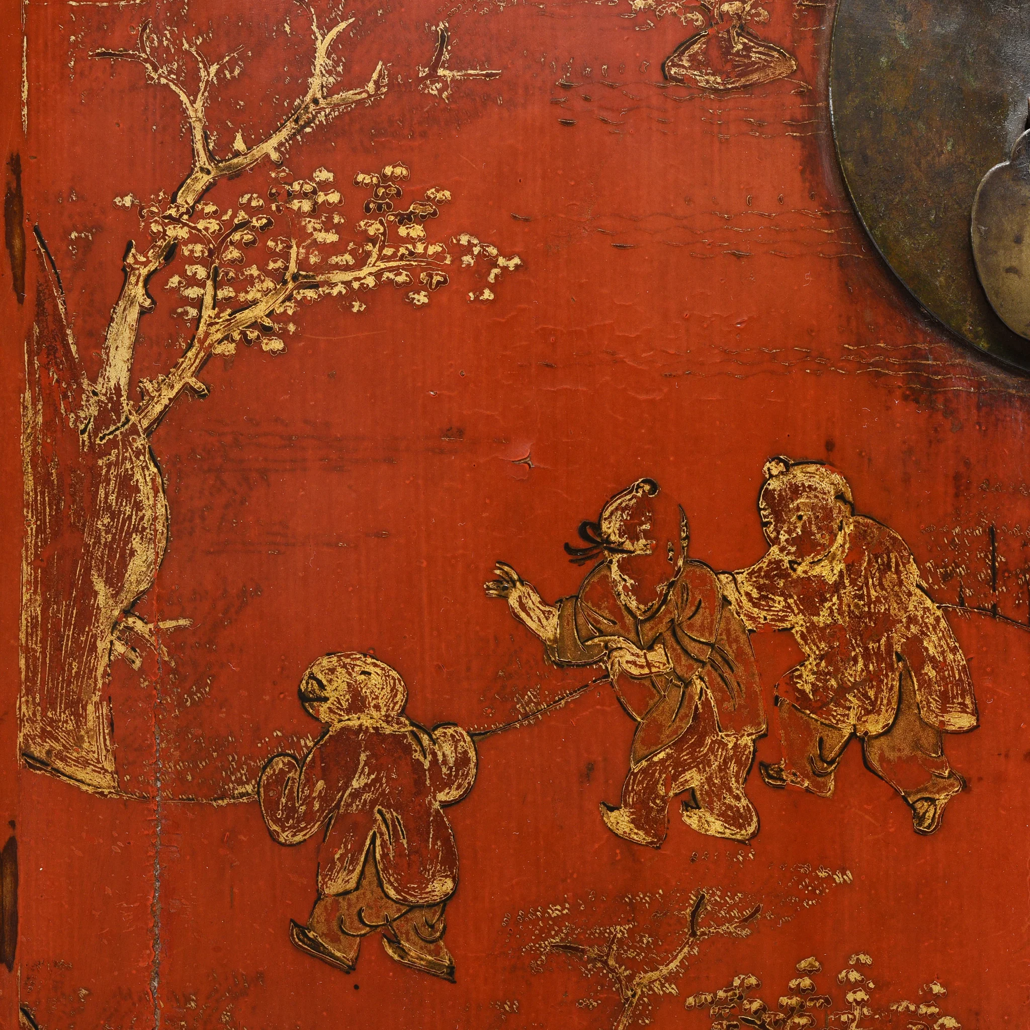Red Lacquer Bedside Cabinet from Shanxi - Early 19thC - Image 7