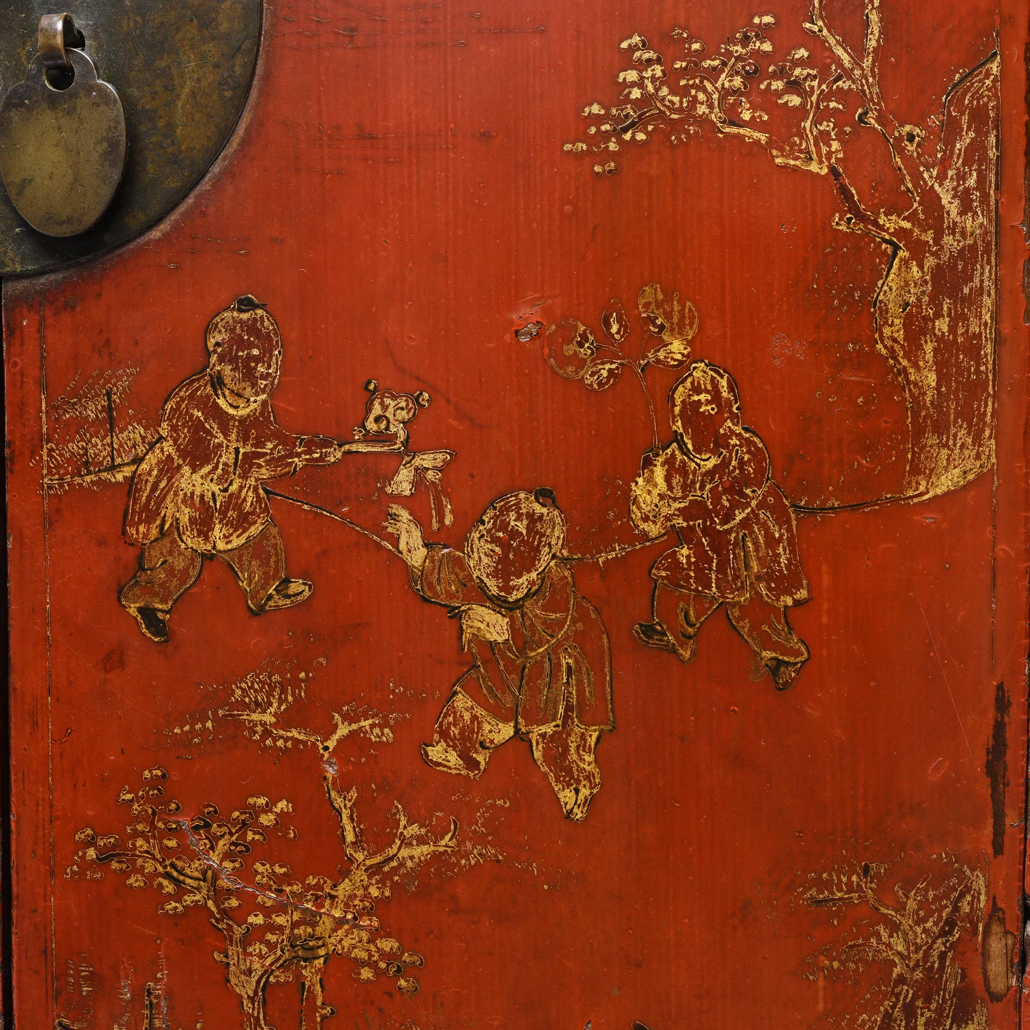 Red Lacquer Bedside Cabinet from Shanxi - Early 19thC - Image 8