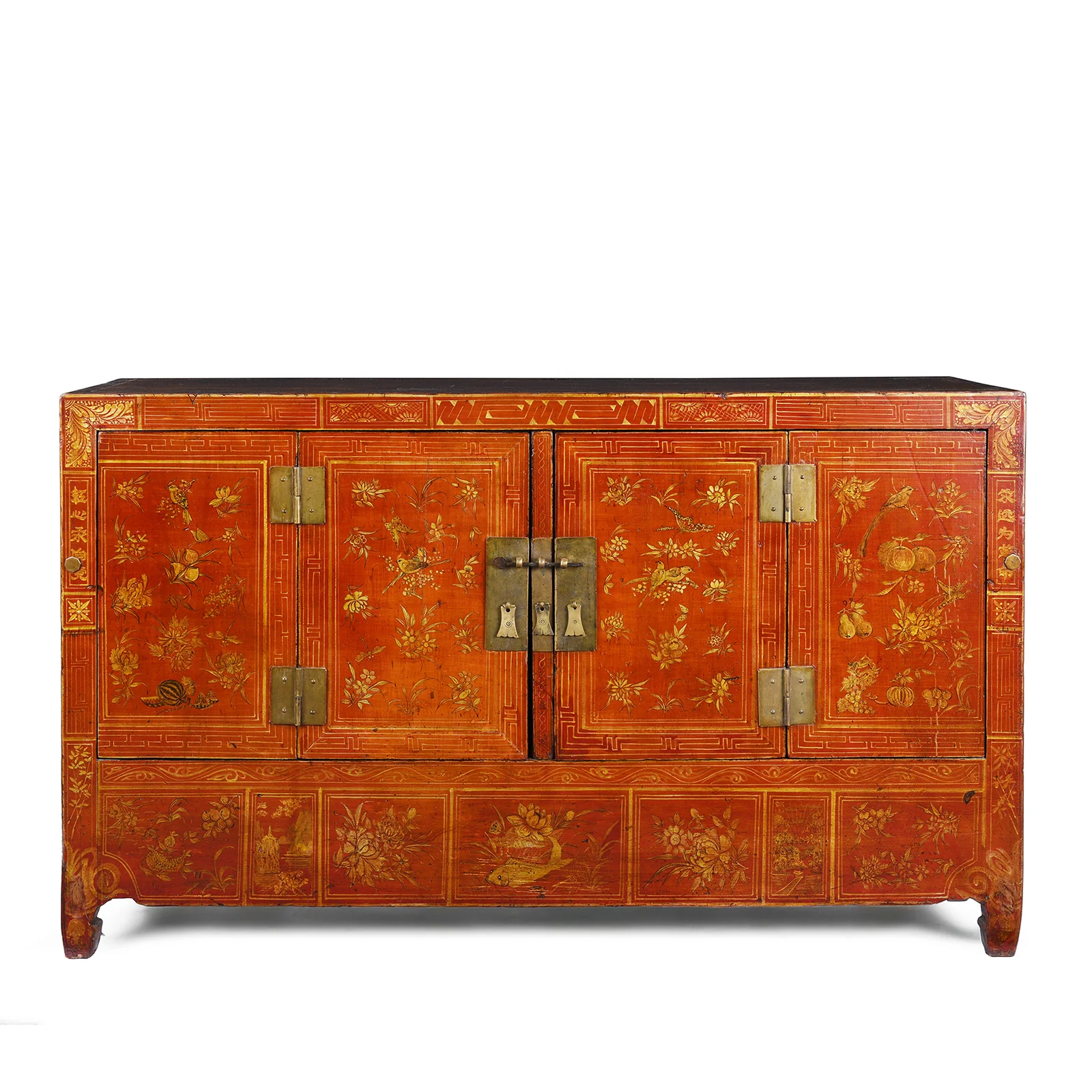 Red Lacquer Dongbei Sideboard - Ca 1920