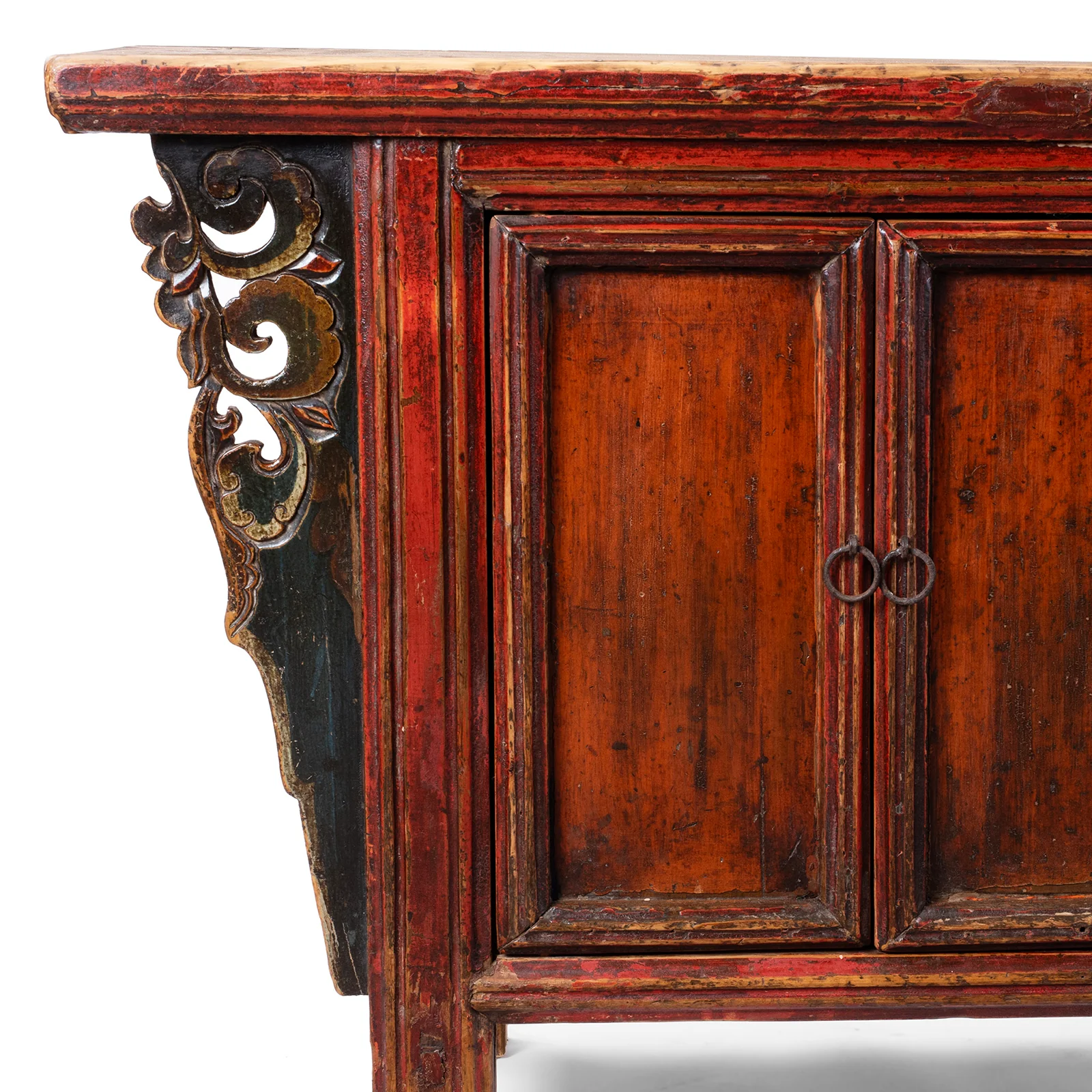 Red Lacquer Sideboard From Gansu - 19th Century - Image 2