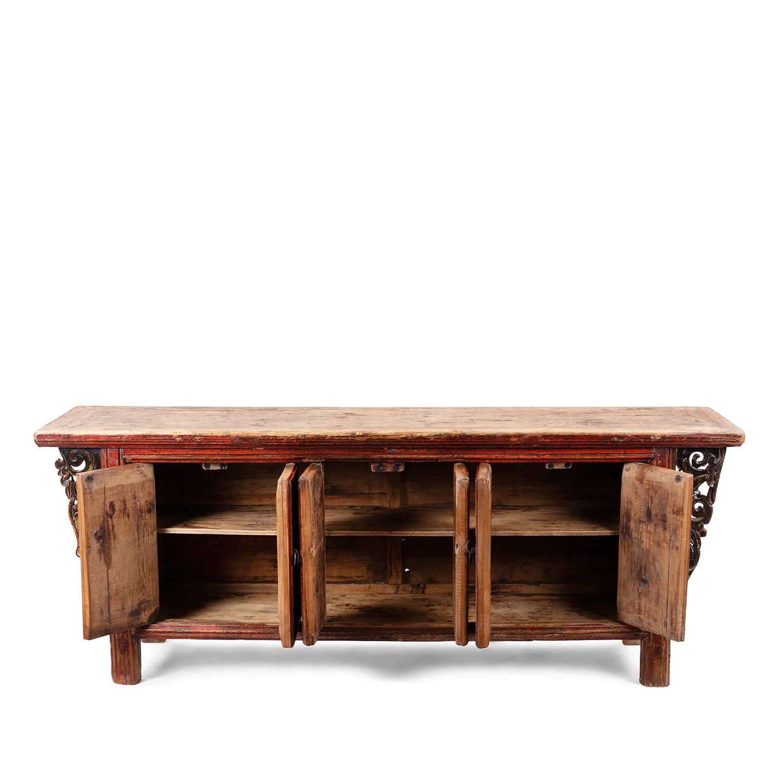 Red Lacquer Sideboard From Gansu - 19th Century - Image 3