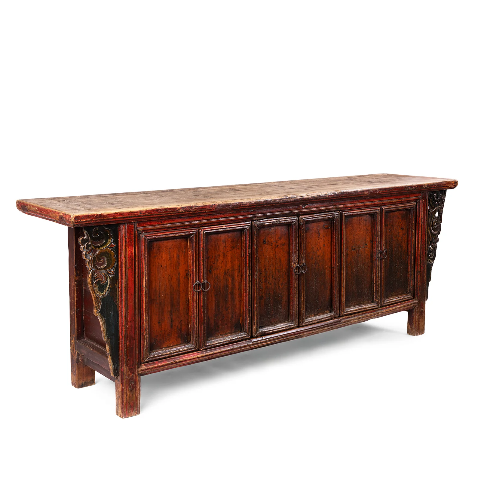 Red Lacquer Sideboard From Gansu - 19th Century - Image 4