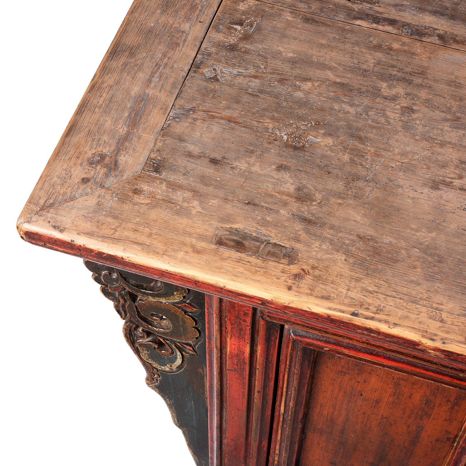 Red Lacquer Sideboard From Gansu - 19th Century - Image 9