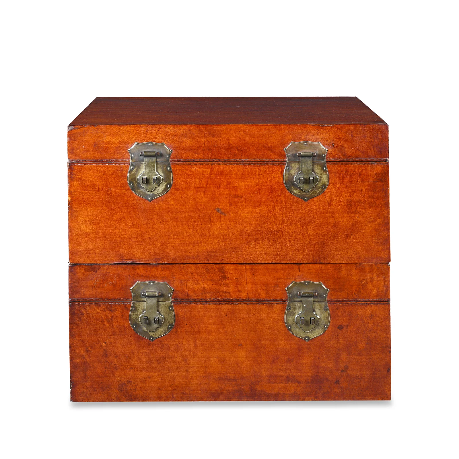 Tan Leather Trunk From Shanghai - Ca 1900 - Image 2