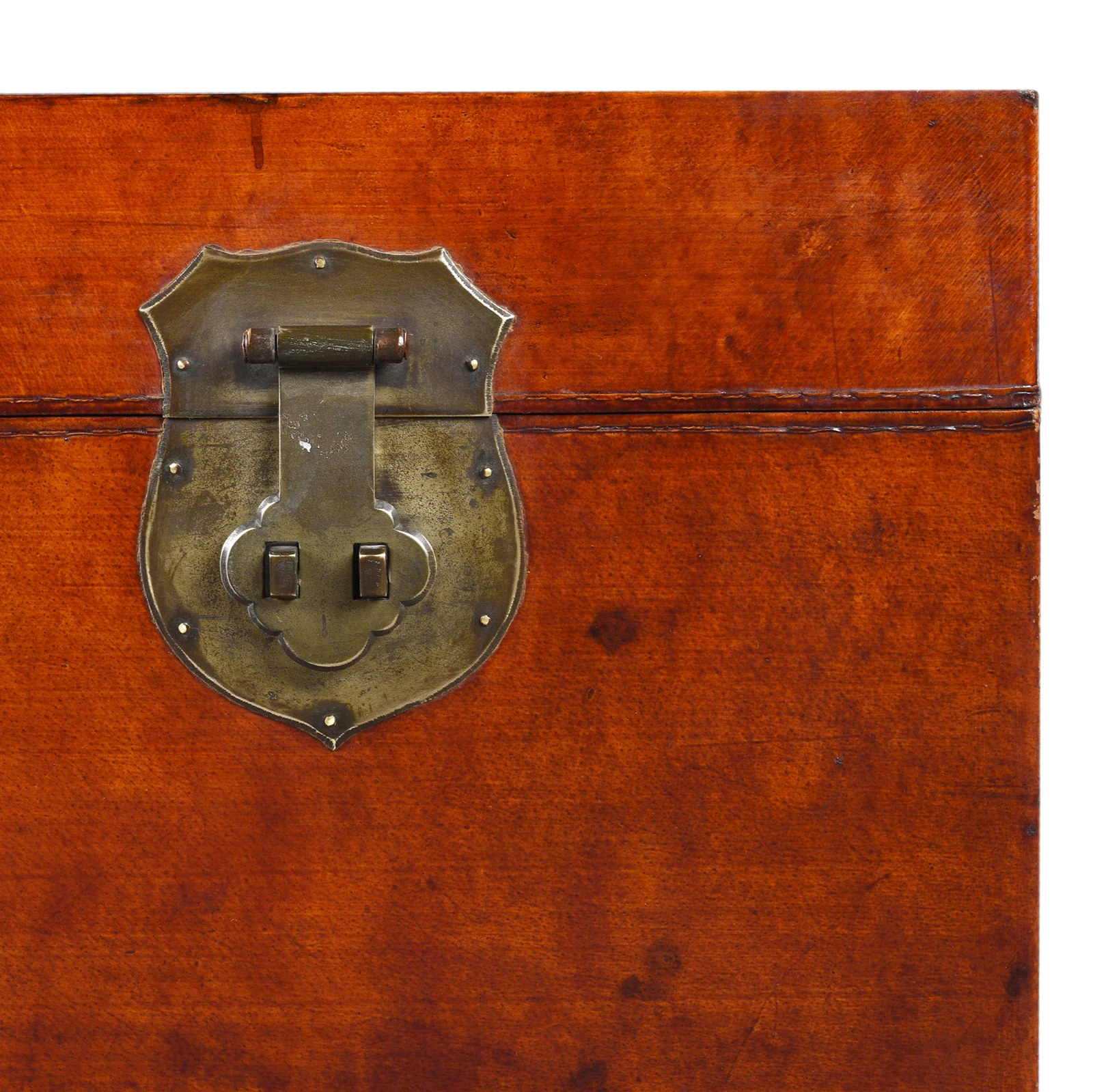 Tan Leather Trunk From Shanghai - Ca 1900 - Image 3