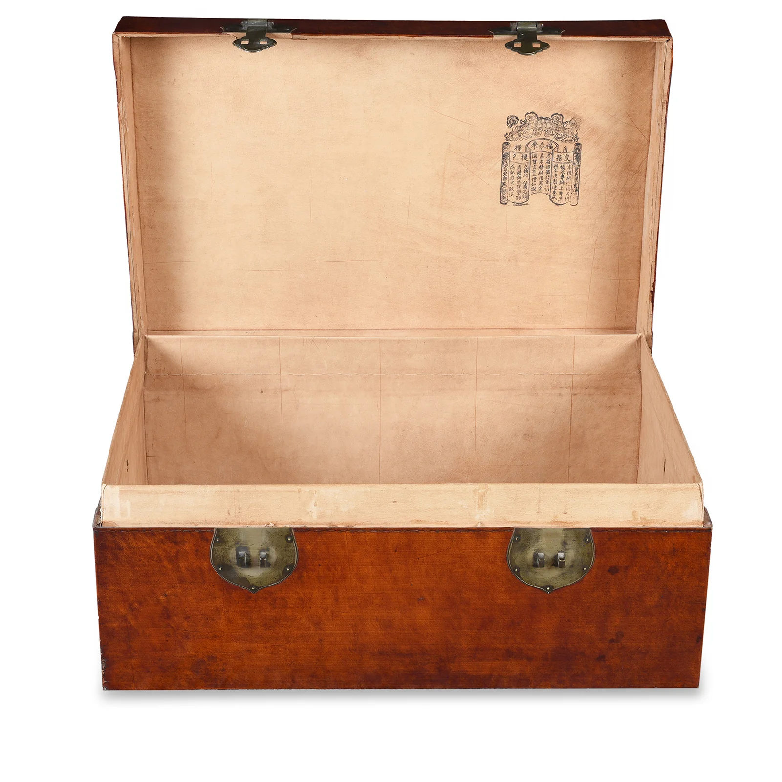 Tan Leather Trunk From Shanghai - Ca 1900 - Image 4