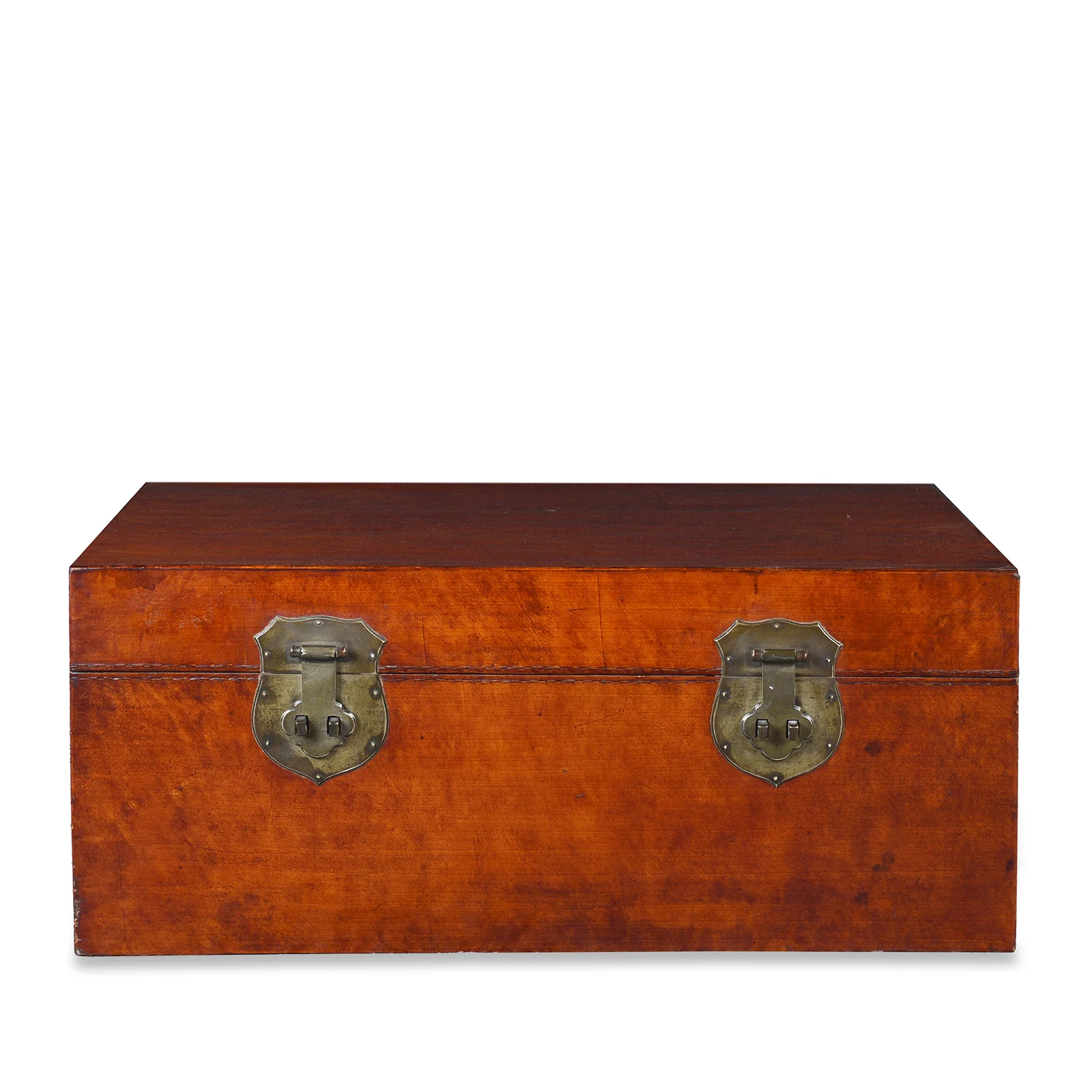 Tan Leather Trunk From Shanghai - Ca 1900 - Image 7