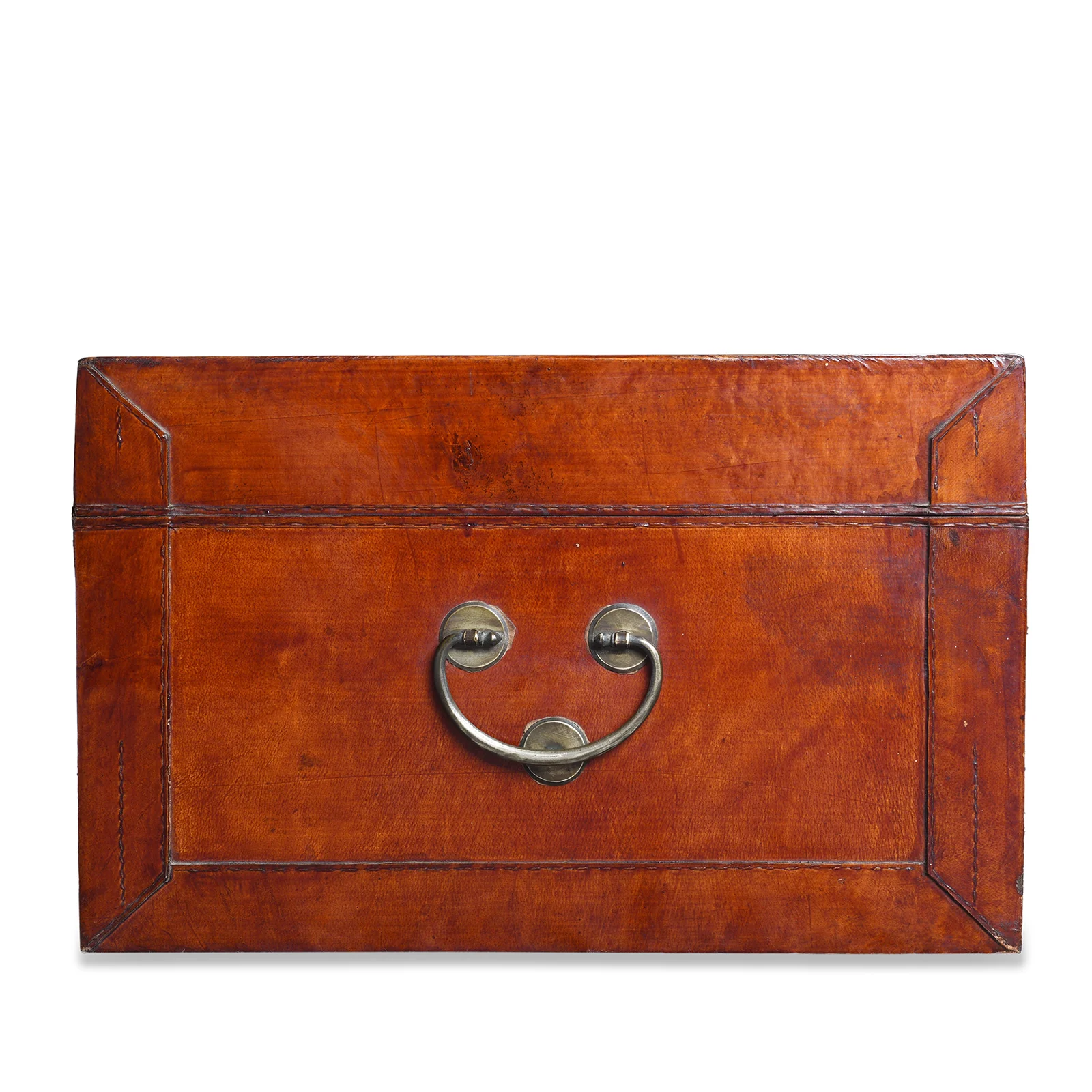 Tan Leather Trunk From Shanghai - Ca 1900 - Image 8