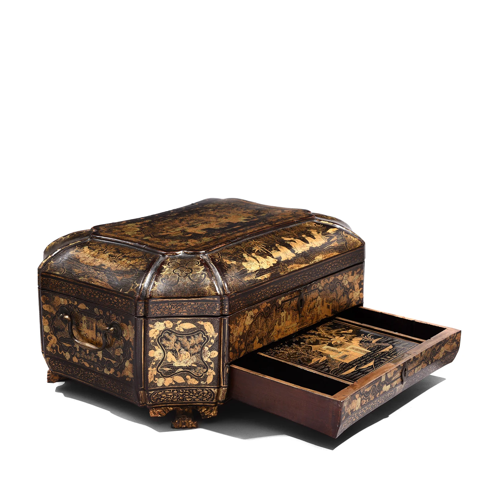Gilt Black Lacquer Chinese Export Sewing Box - Early 19th Century - Image 2