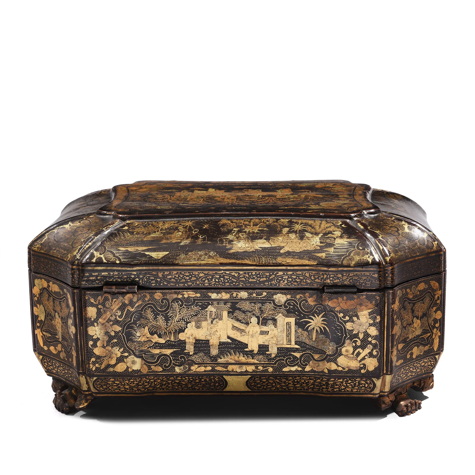 Gilt Black Lacquer Chinese Export Sewing Box - Early 19th Century - Image 4