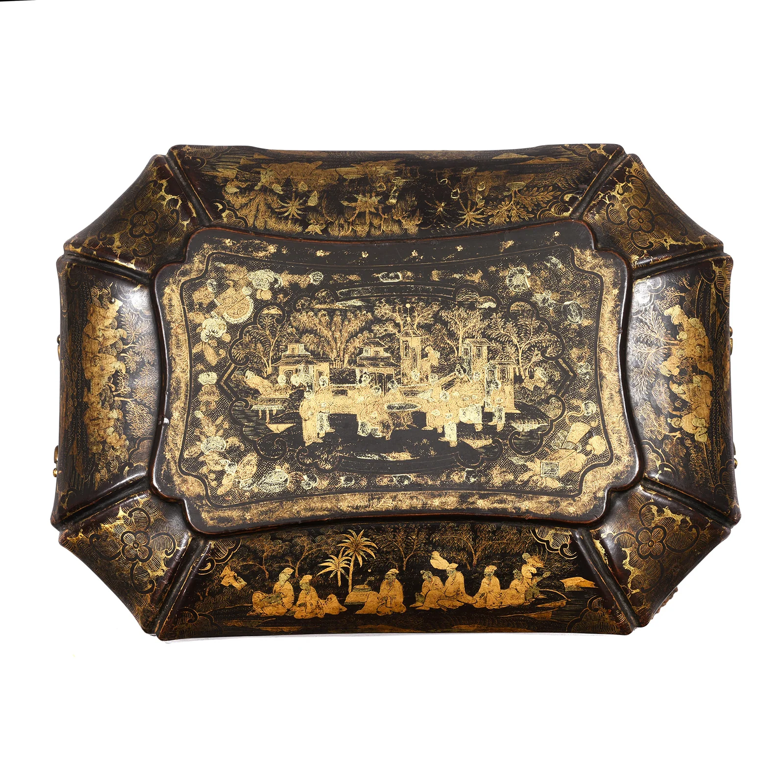 Gilt Black Lacquer Chinese Export Sewing Box - Early 19th Century - Image 5