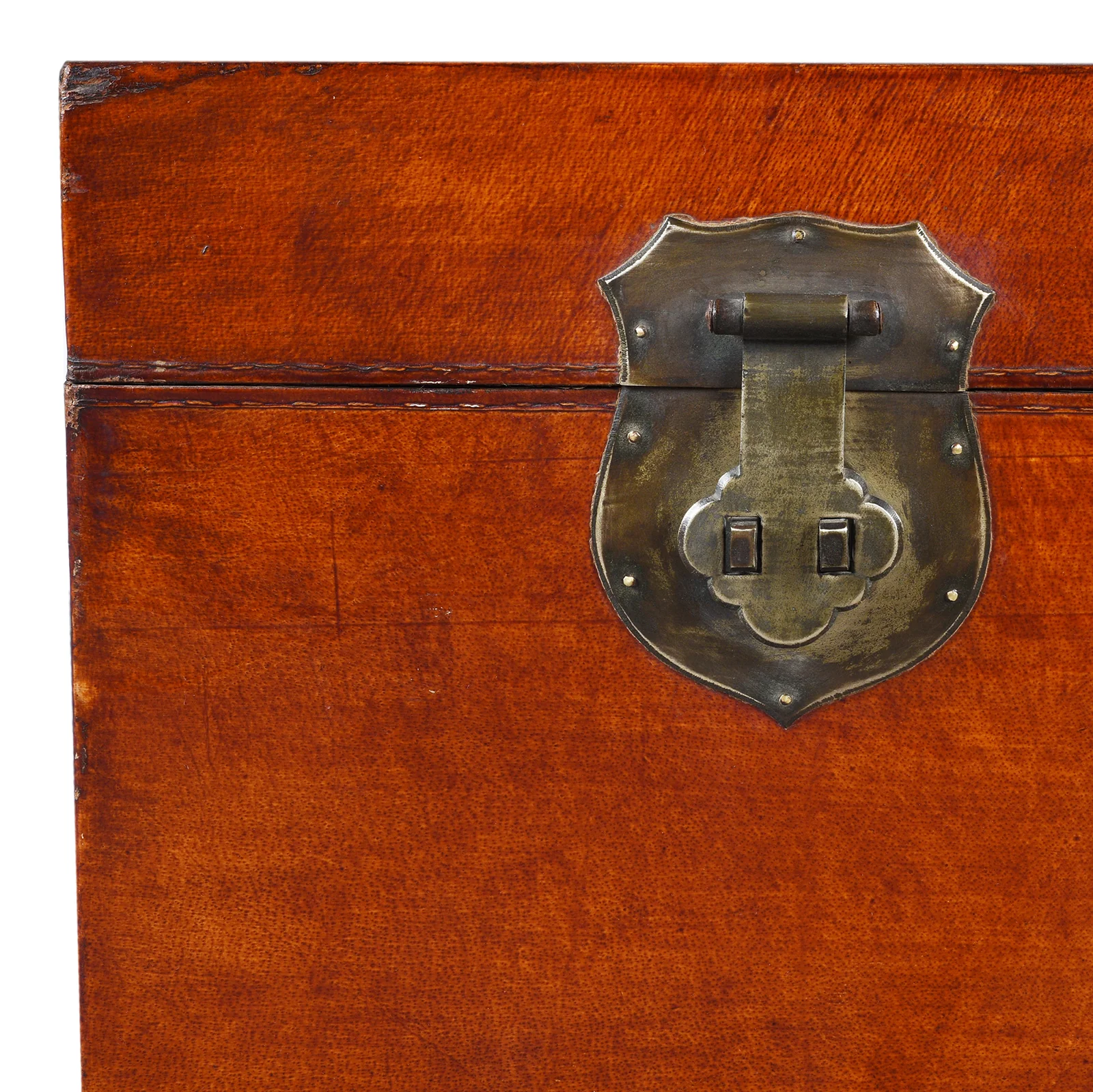 Tan Leather Trunk From Shanghai - Ca 1900 - Image 3