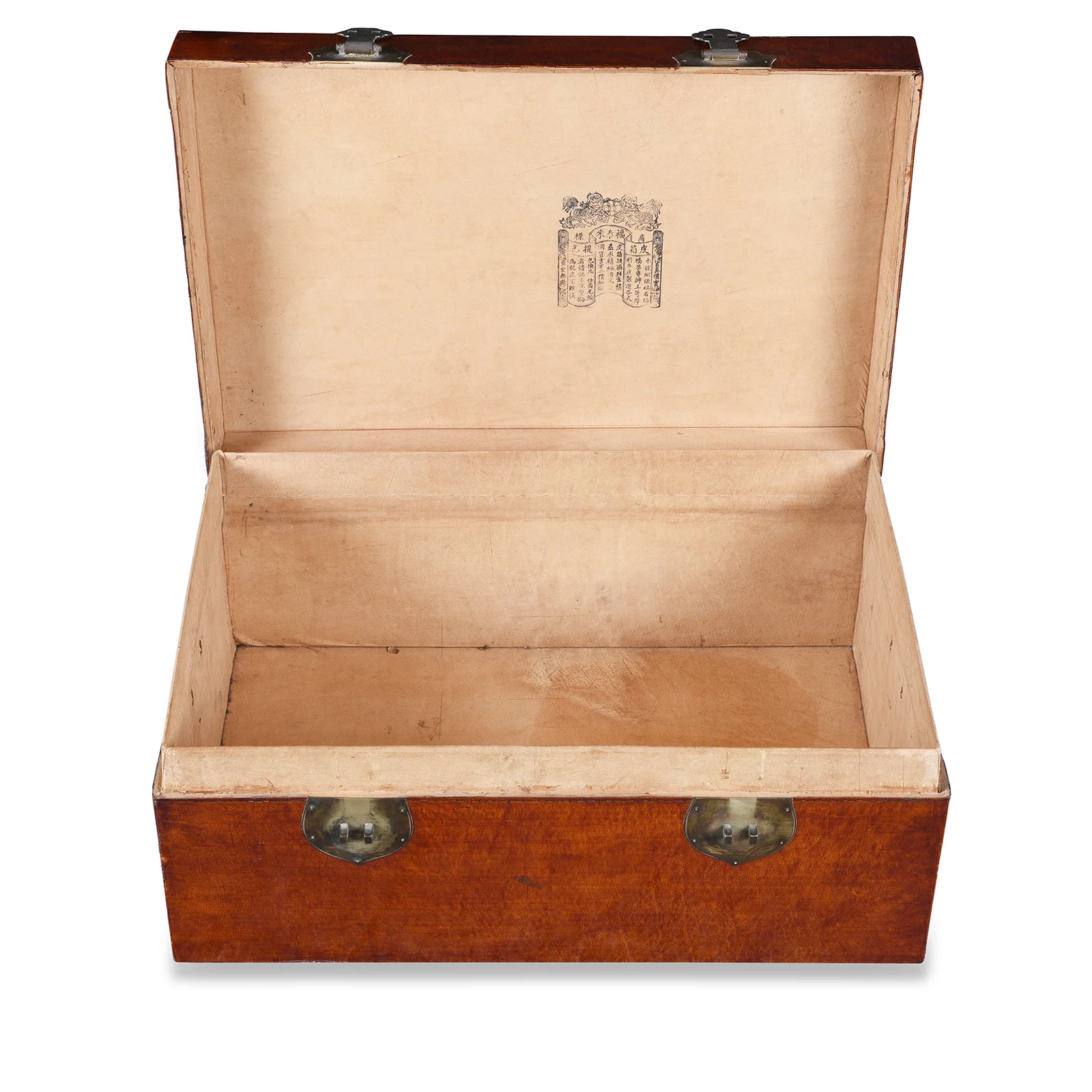 Tan Leather Trunk From Shanghai - Ca 1900 - Image 4