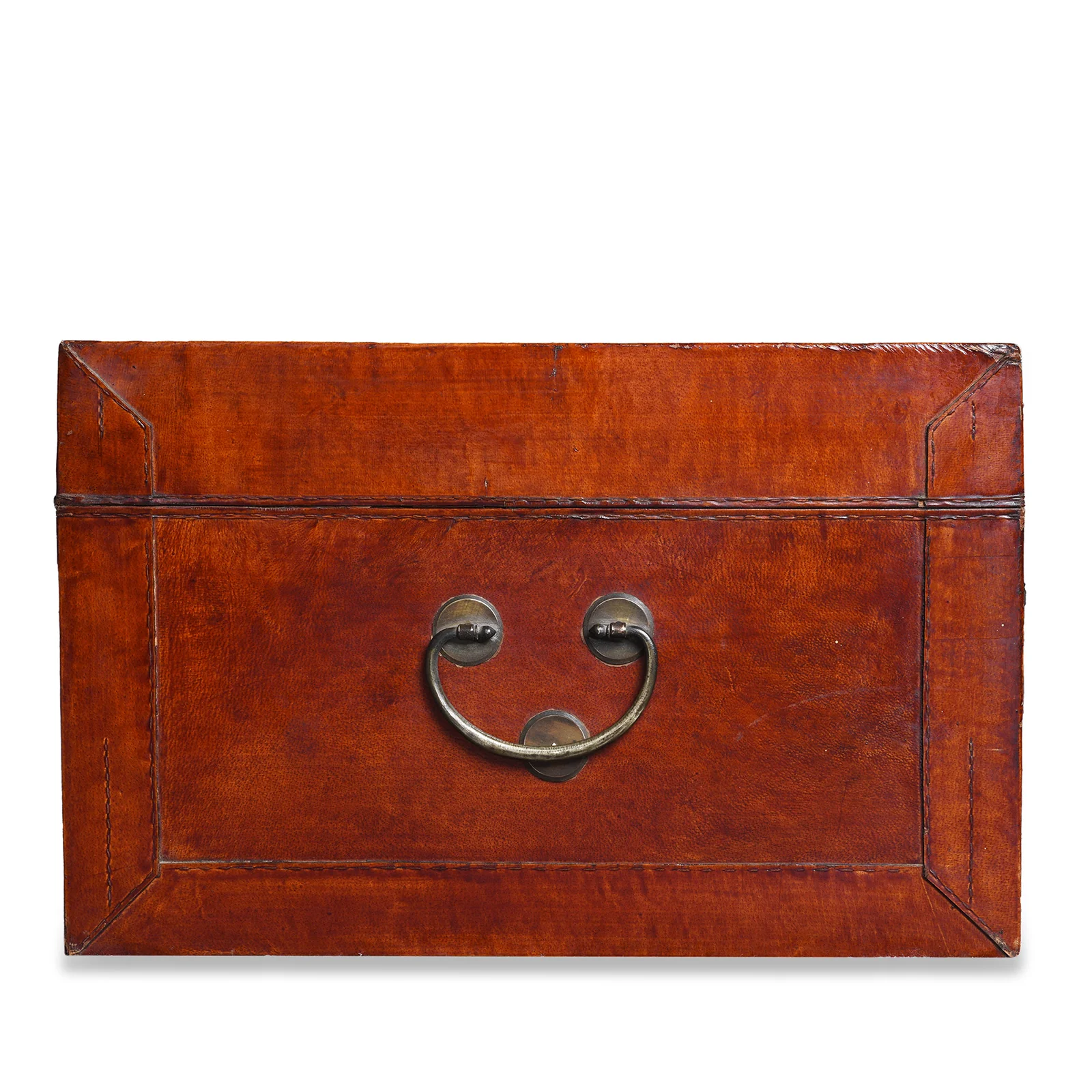 Tan Leather Trunk From Shanghai - Ca 1900 - Image 8