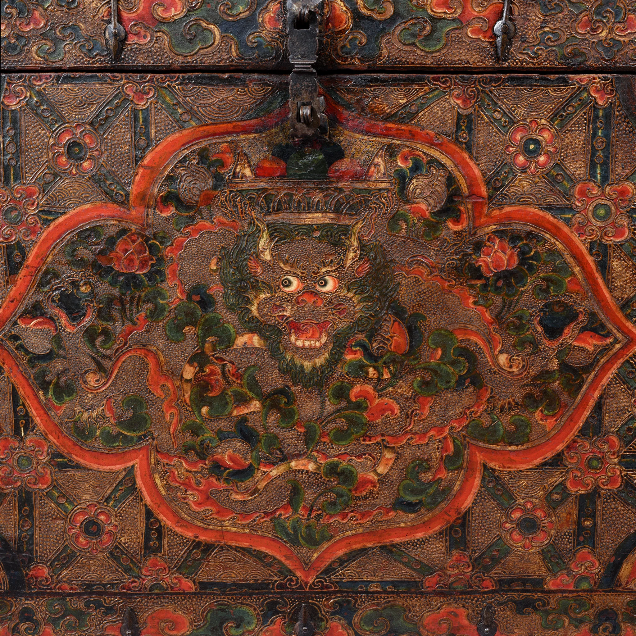 Painted Tibetan Dragon Storage Chest - 18th Century - Image 3