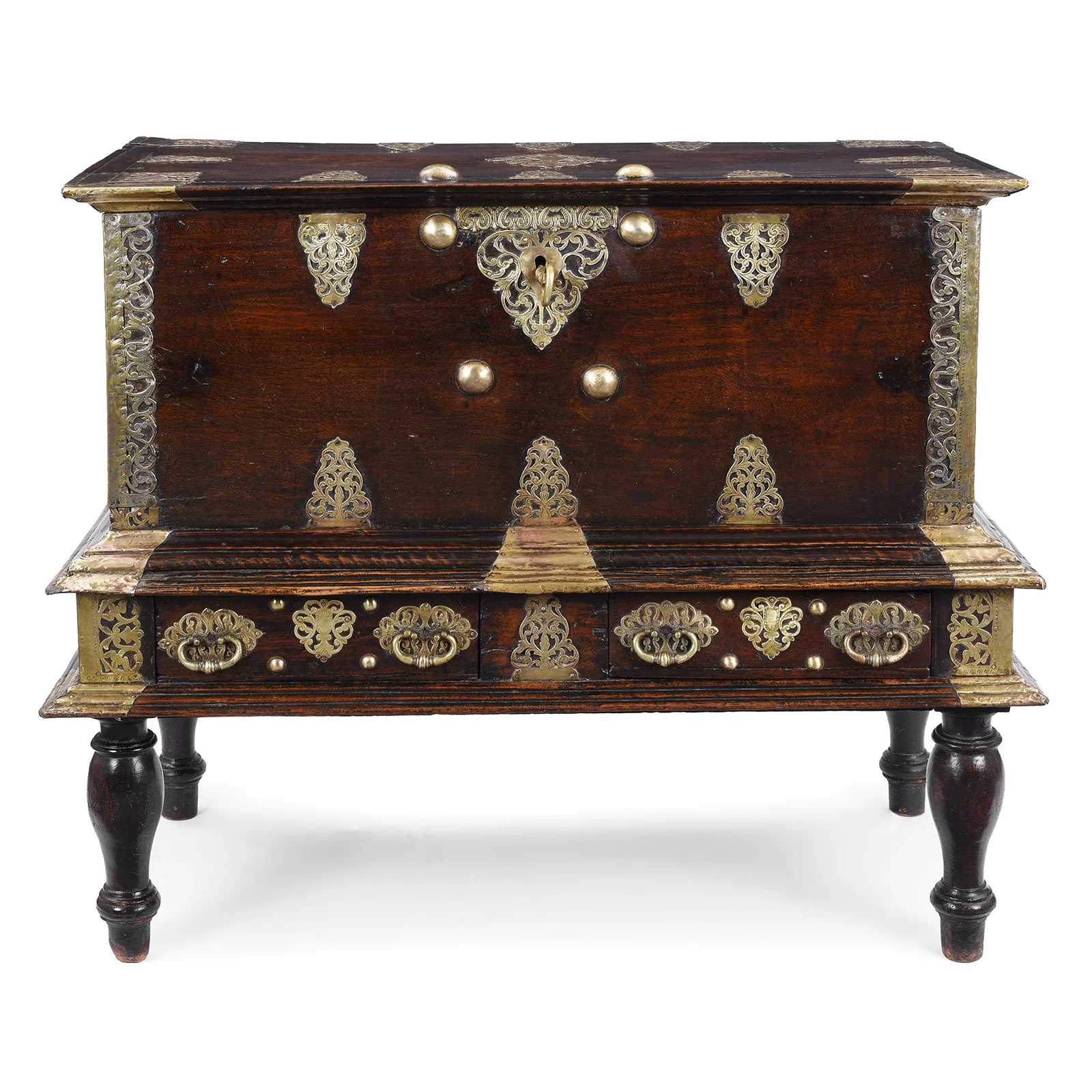 Dutch Colonial Ceylonese Teak & Brass Chest - 18th Century