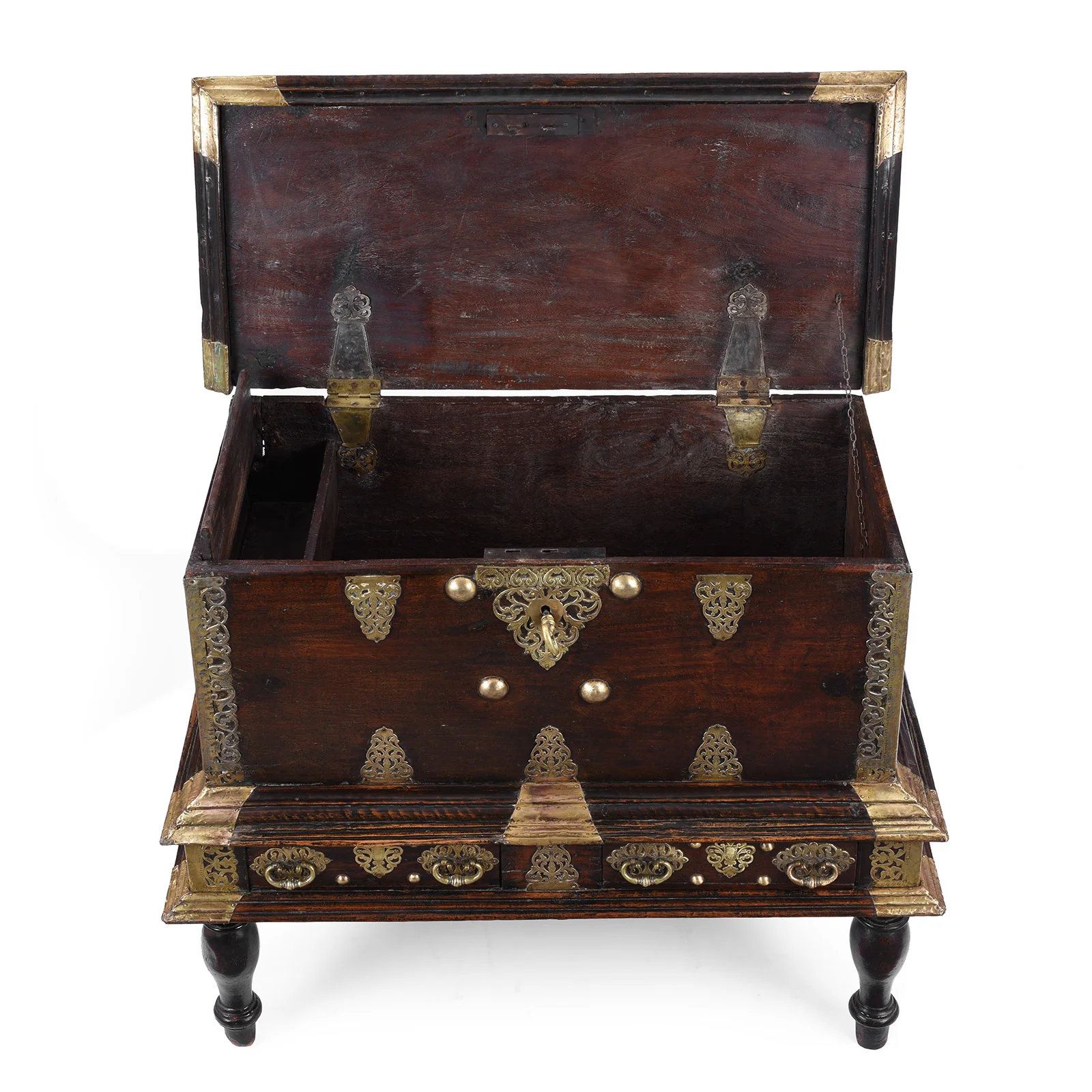 Dutch Colonial Ceylonese Teak & Brass Chest - 18th Century - Image 4