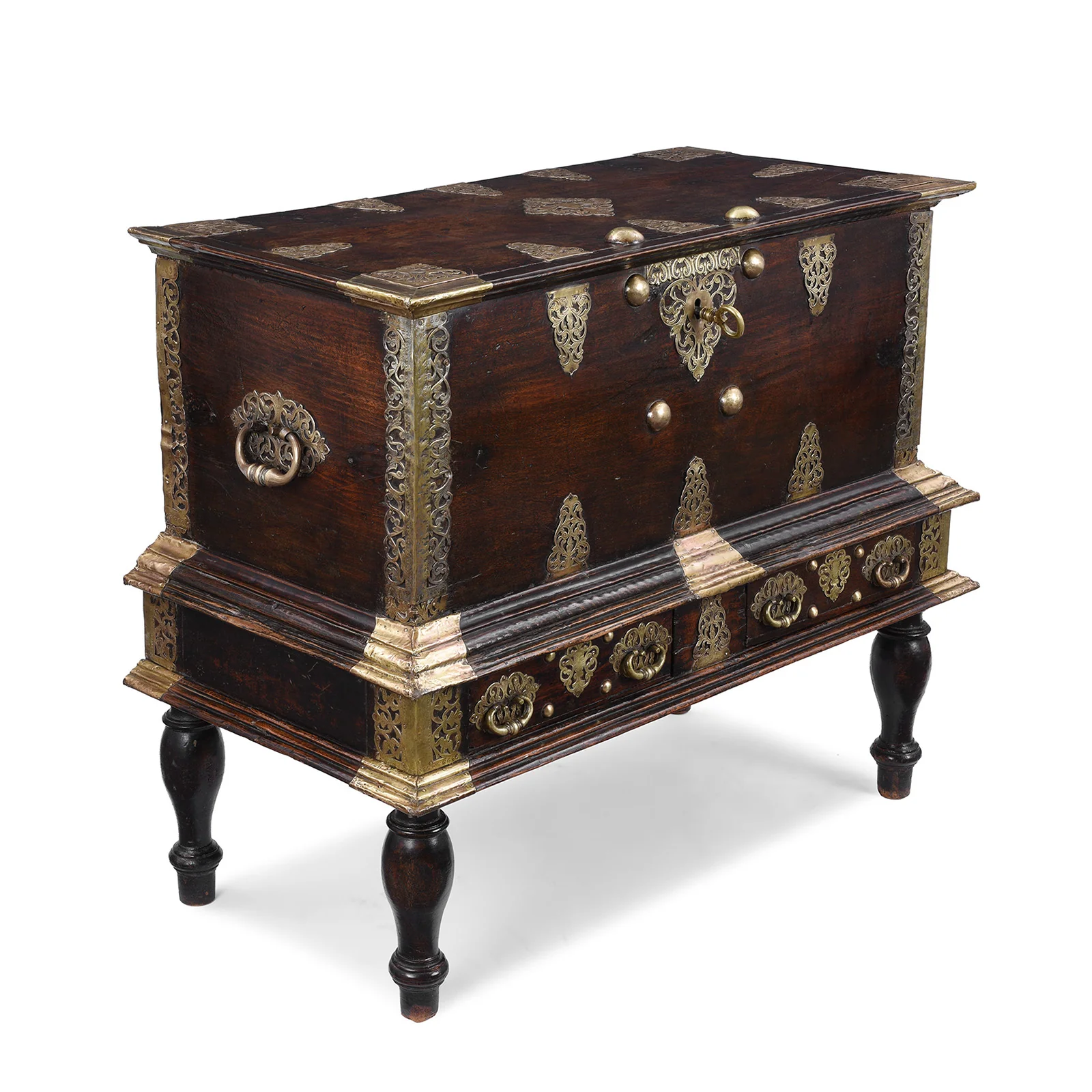 Dutch Colonial Ceylonese Teak & Brass Chest - 18th Century - Image 5