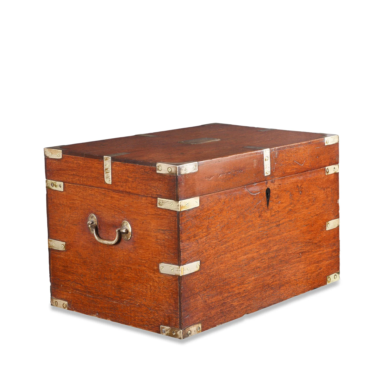 Brass Bound Teak Military Chest (Etched MacDonald) - 19th Century - Image 3