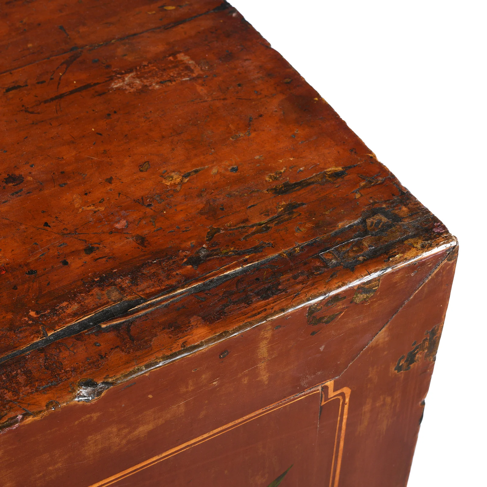 Red Lacquer Cabinet From Gansu Province - 19th Century - Image 13