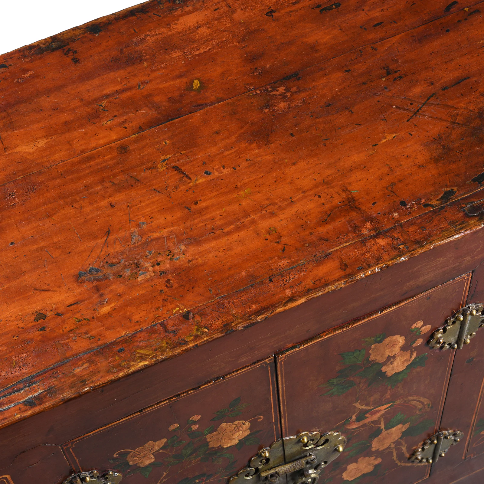 Red Lacquer Cabinet From Gansu Province - 19th Century - Image 15