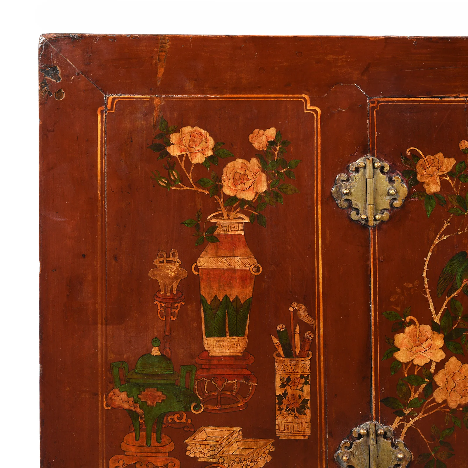 Red Lacquer Cabinet From Gansu Province - 19th Century - Image 2