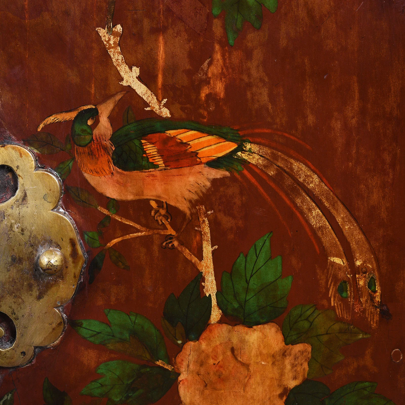 Red Lacquer Cabinet From Gansu Province - 19th Century - Image 4