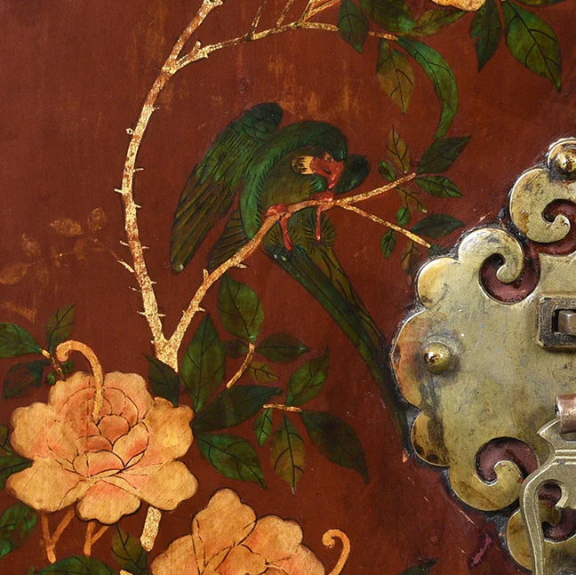 Red Lacquer Cabinet From Gansu Province - 19th Century - Image 6