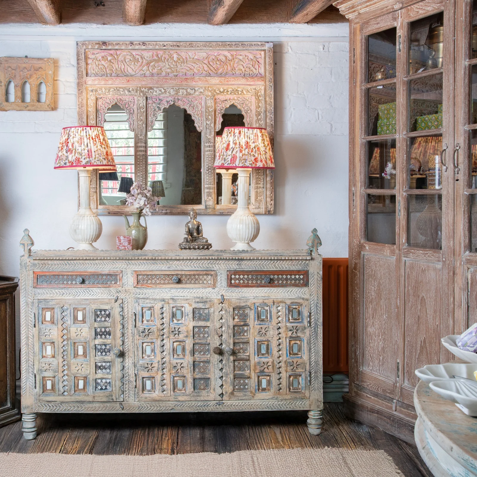 Glazed Teak Indian Kitchen Cabinet - Ca 1920's - Image 3