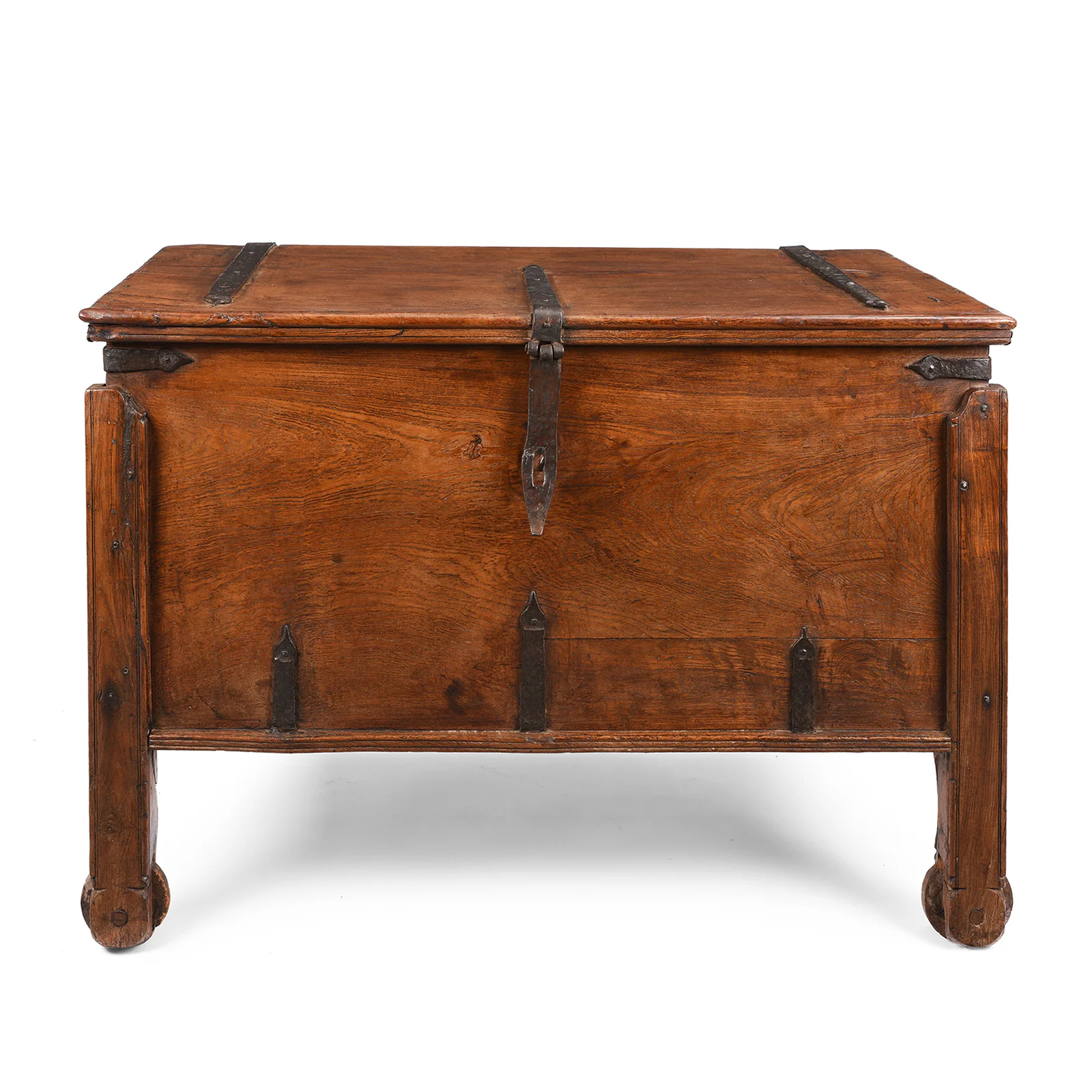 Iron Bound Teak Merchant Chest From Goa - 19th Century